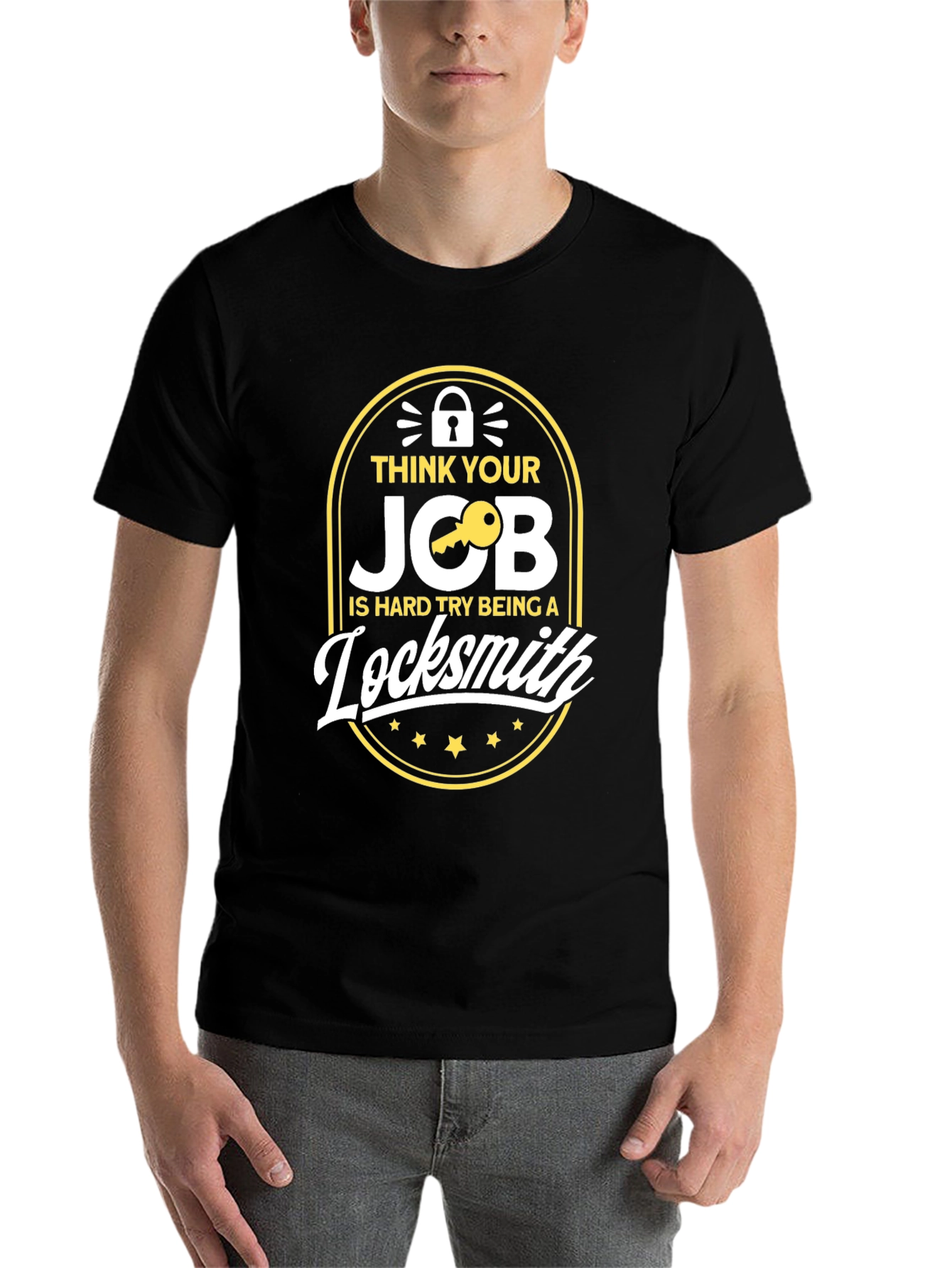 Black Funny Locksmith T-Shirt - Hard Job Humor view 7