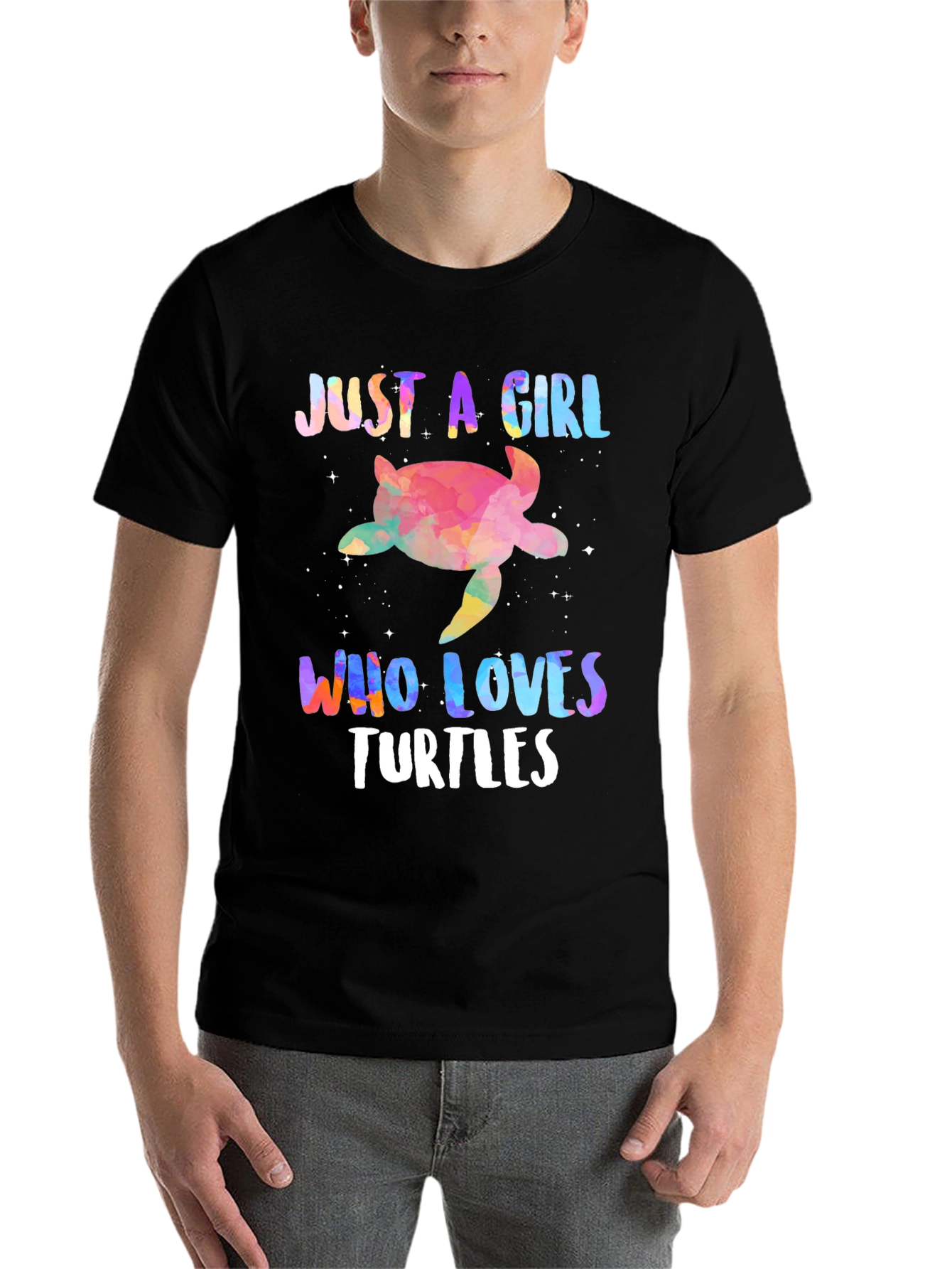 Black Just A Girl Who Loves Turtles T-Shirt view 7