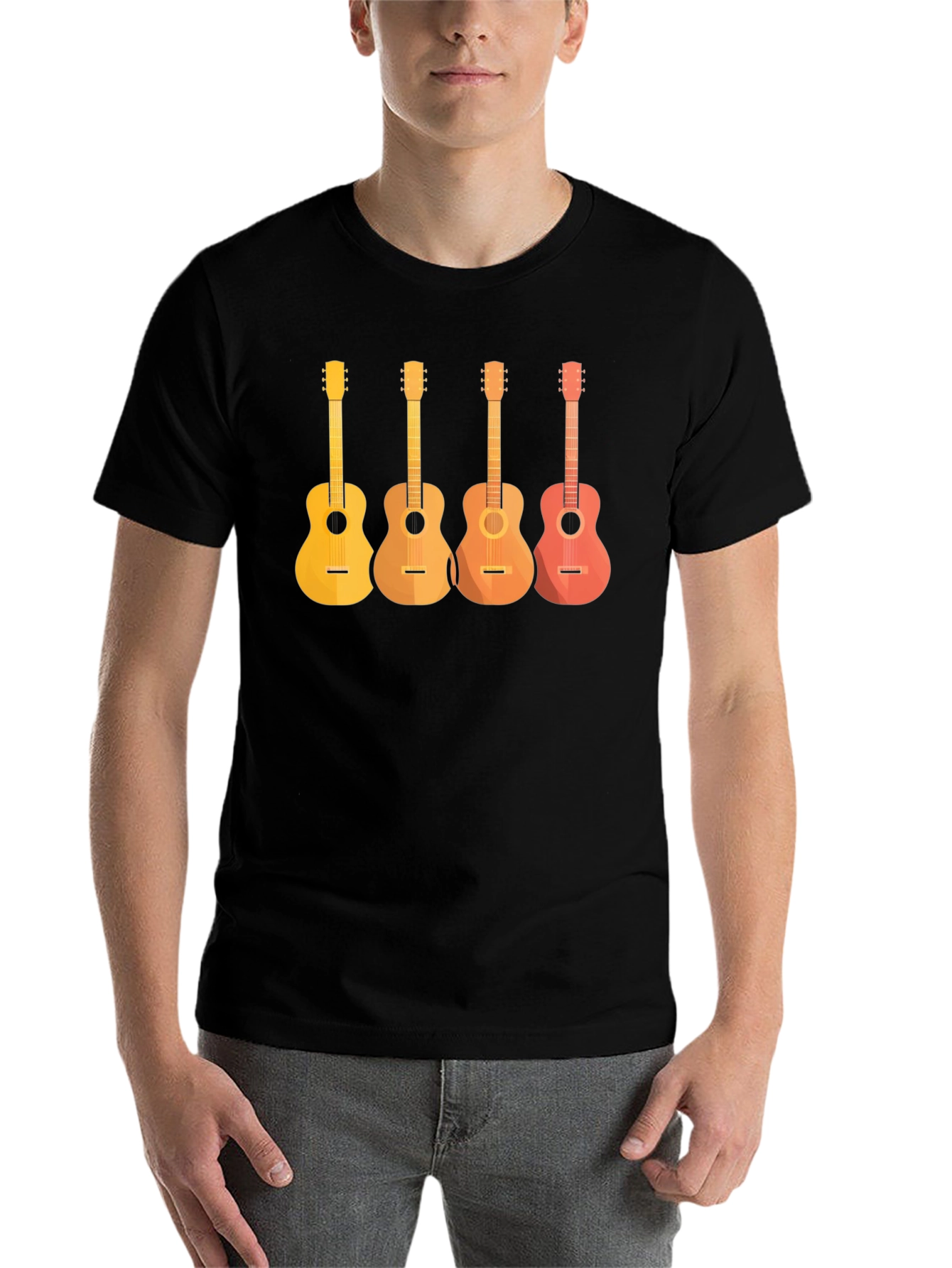 Black Guitar Evolution Graphic T-Shirt - Black view 7