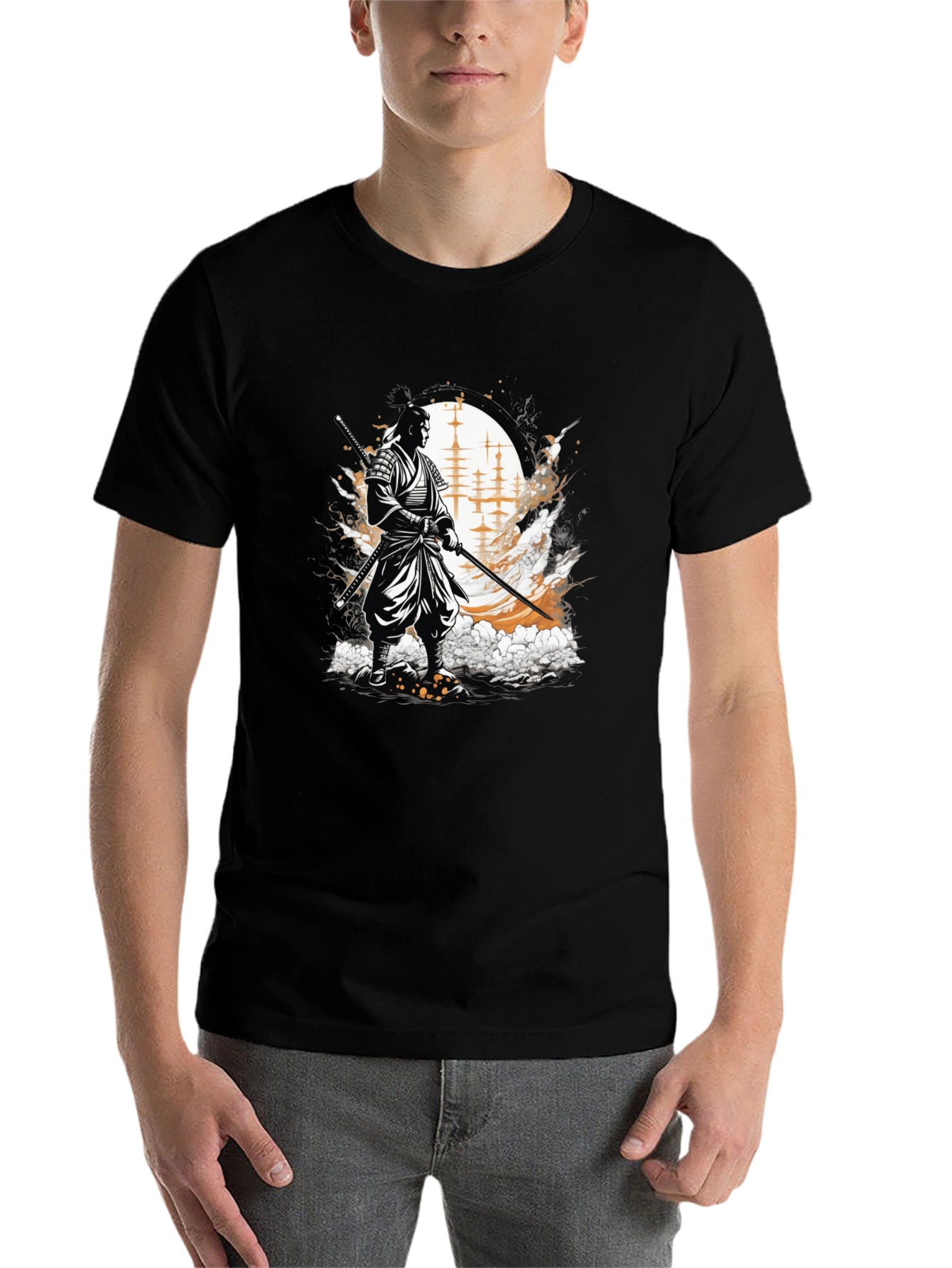 Black Samurai Graphic Tee - Black Cotton Blend view 7