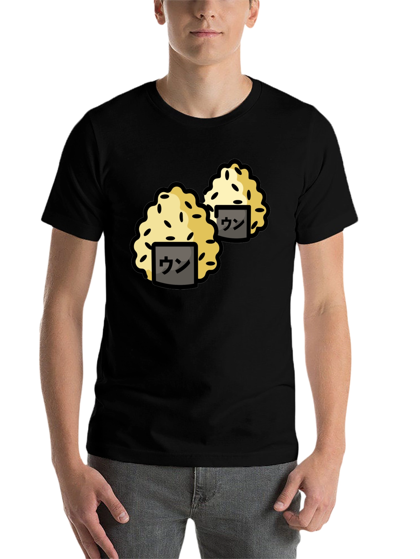 Black Funny Sushi Rice Ball Graphic Black T-Shirt view 7