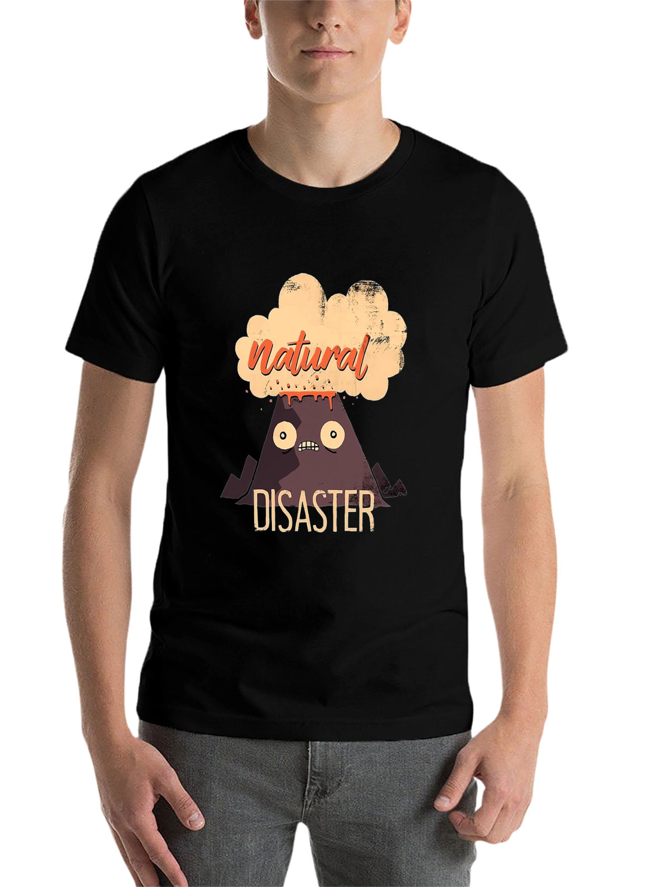 Black Natural Disaster T-Shirt - Funny Volcano Graphic Tee view 7