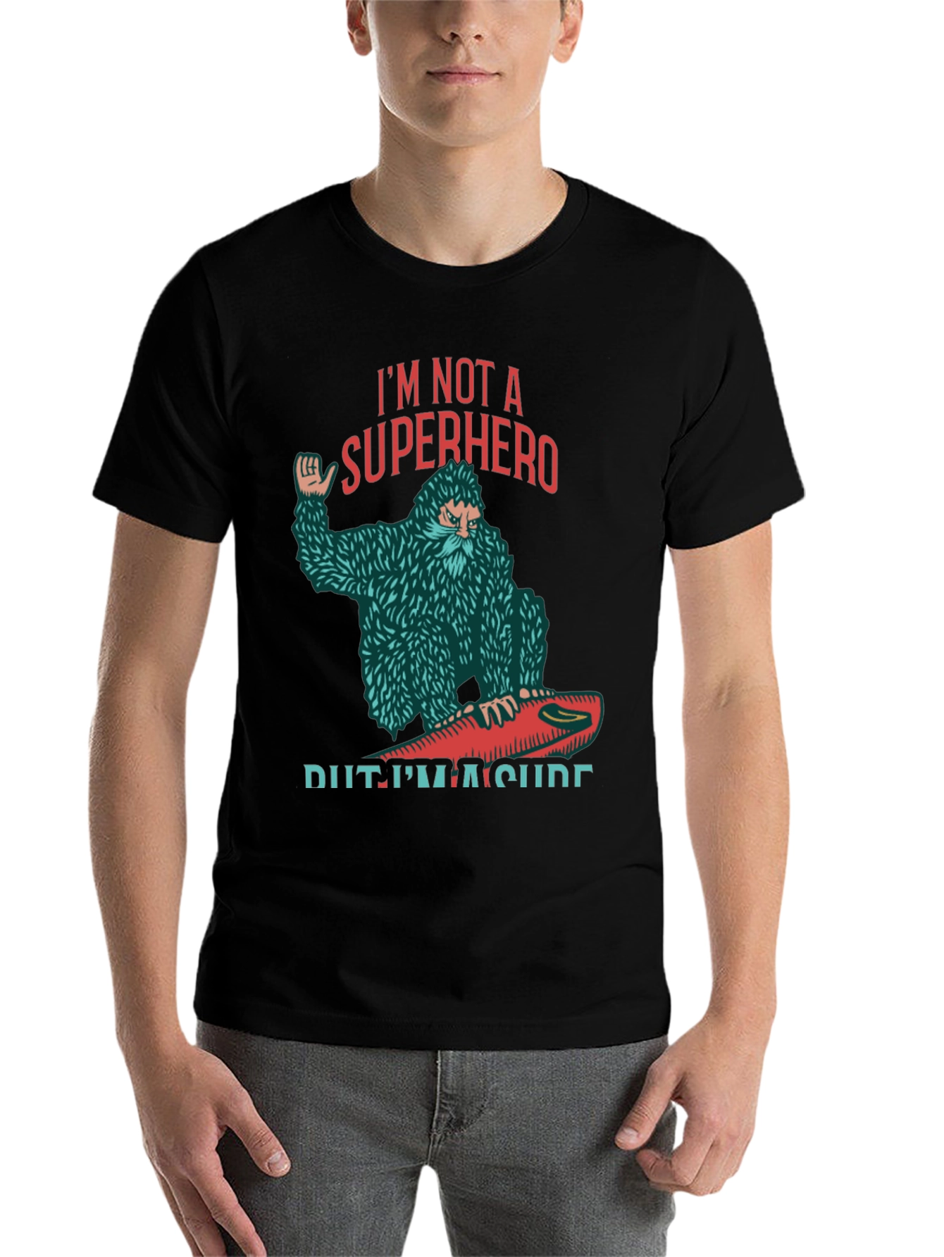 Black I'm Not A Superhero Surfing T-Shirt view 7