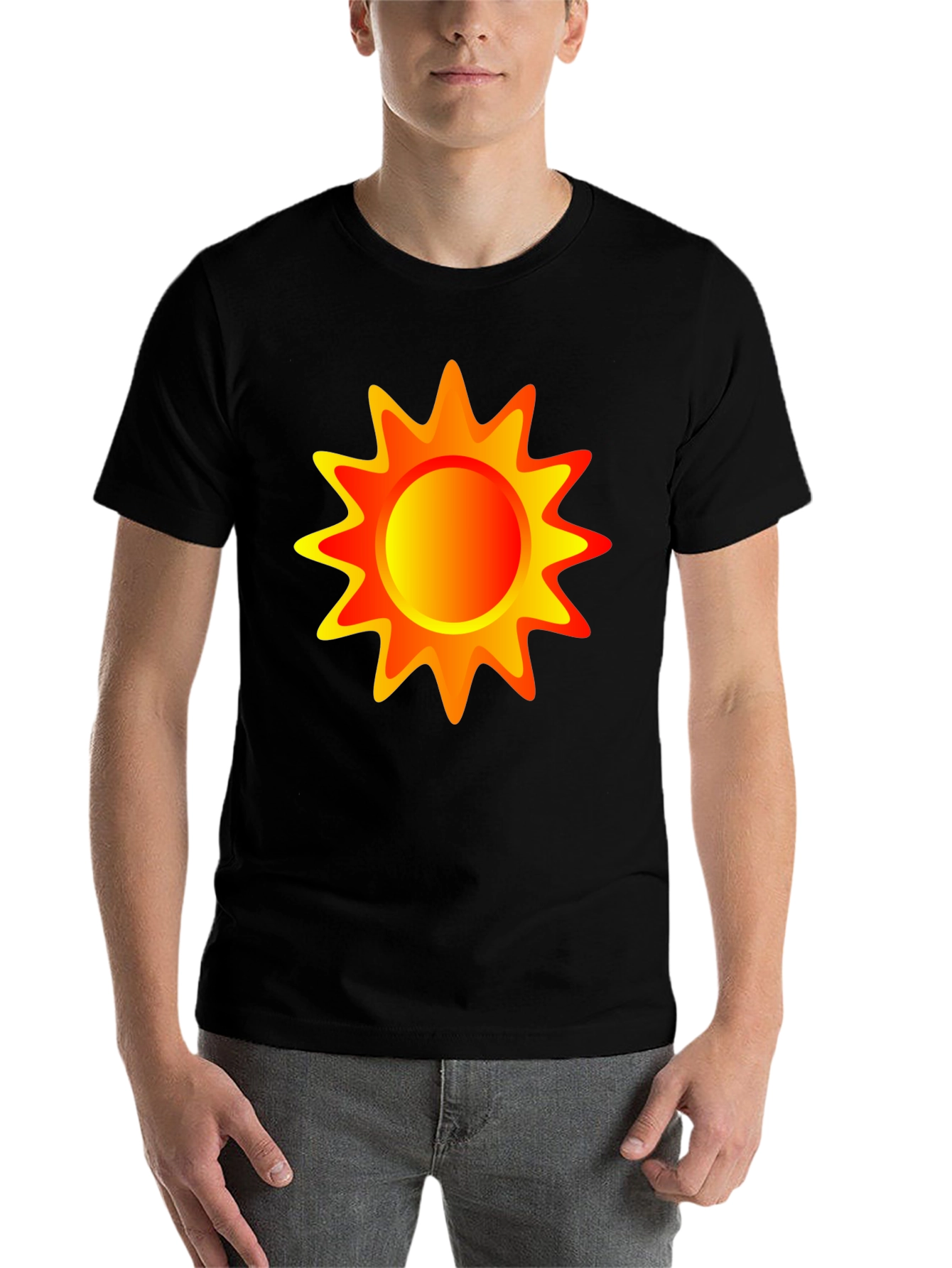 Black Vibrant Sun Graphic Black T-Shirt view 7