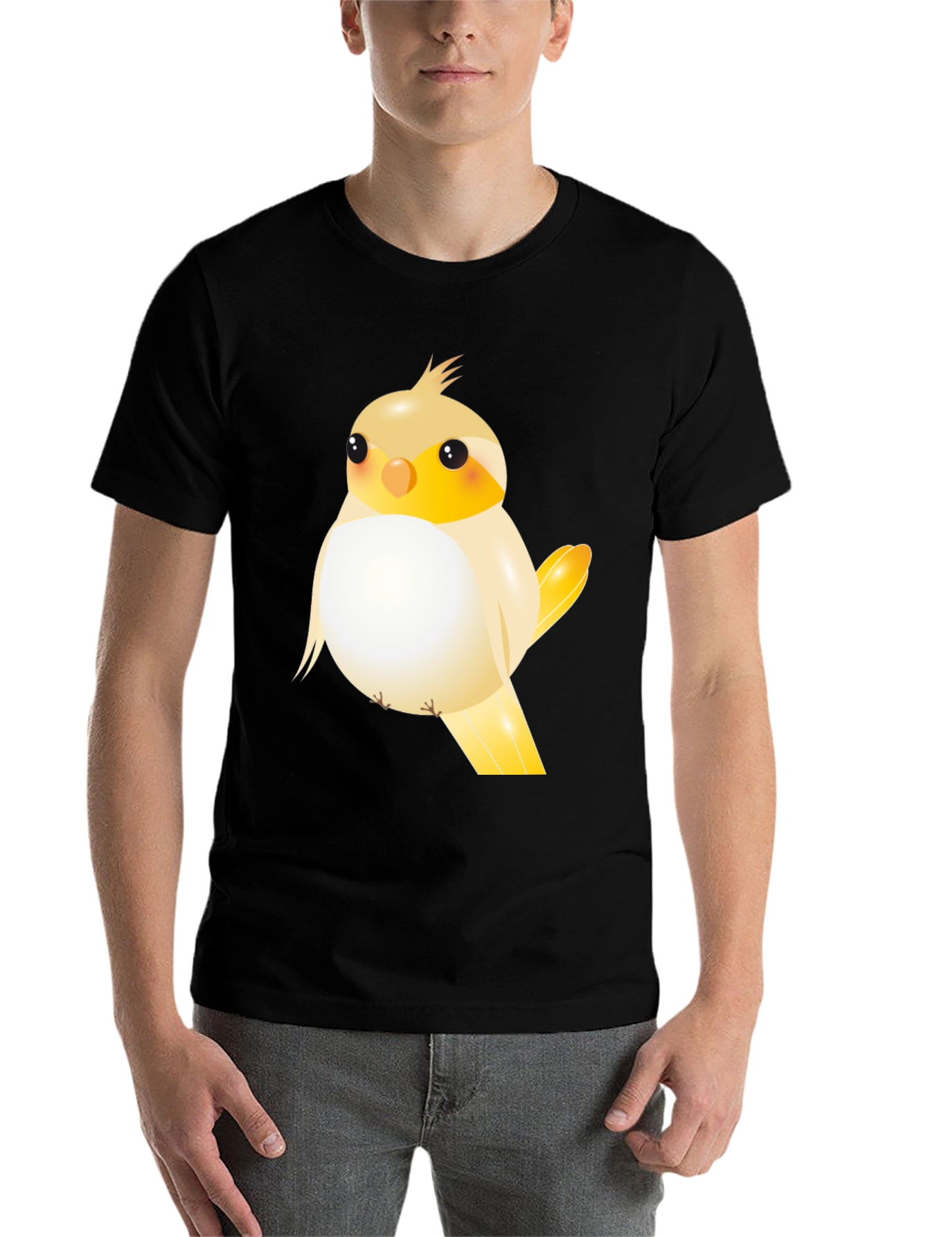 Black Cute Cartoon Bird Graphic T-Shirt view 7