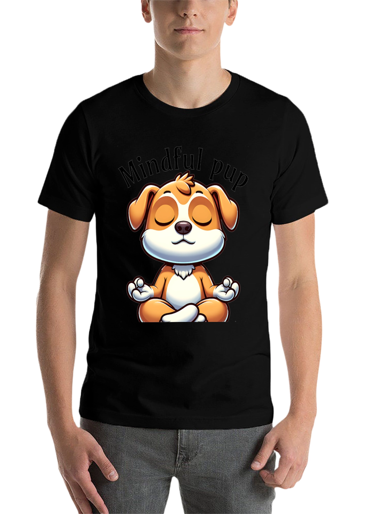 Black Mindful Pup Graphic T-Shirt - Meditation Dog Tee view 7