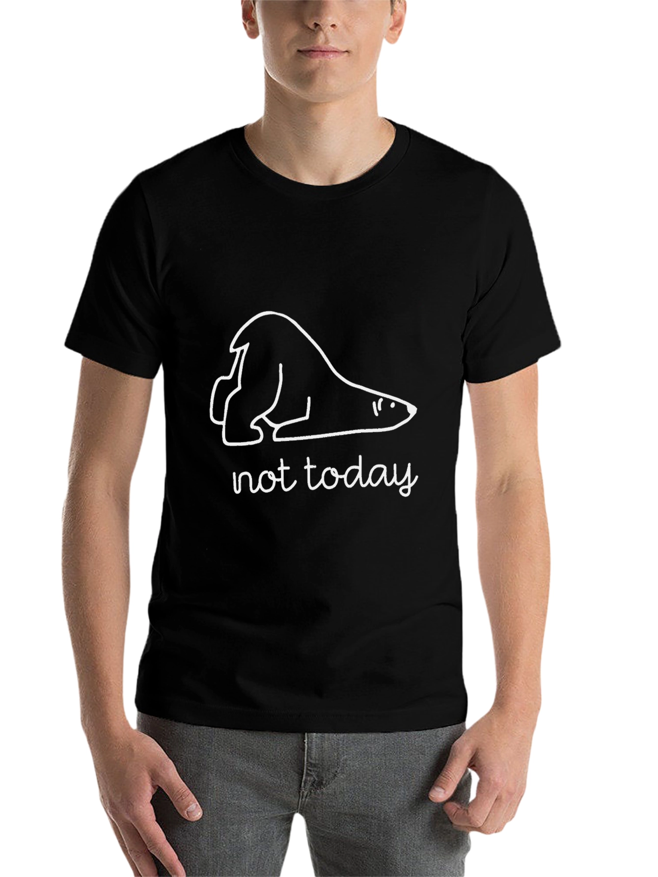 Black Lazy Polar Bear T-Shirt - "Not Today" Tee view 7