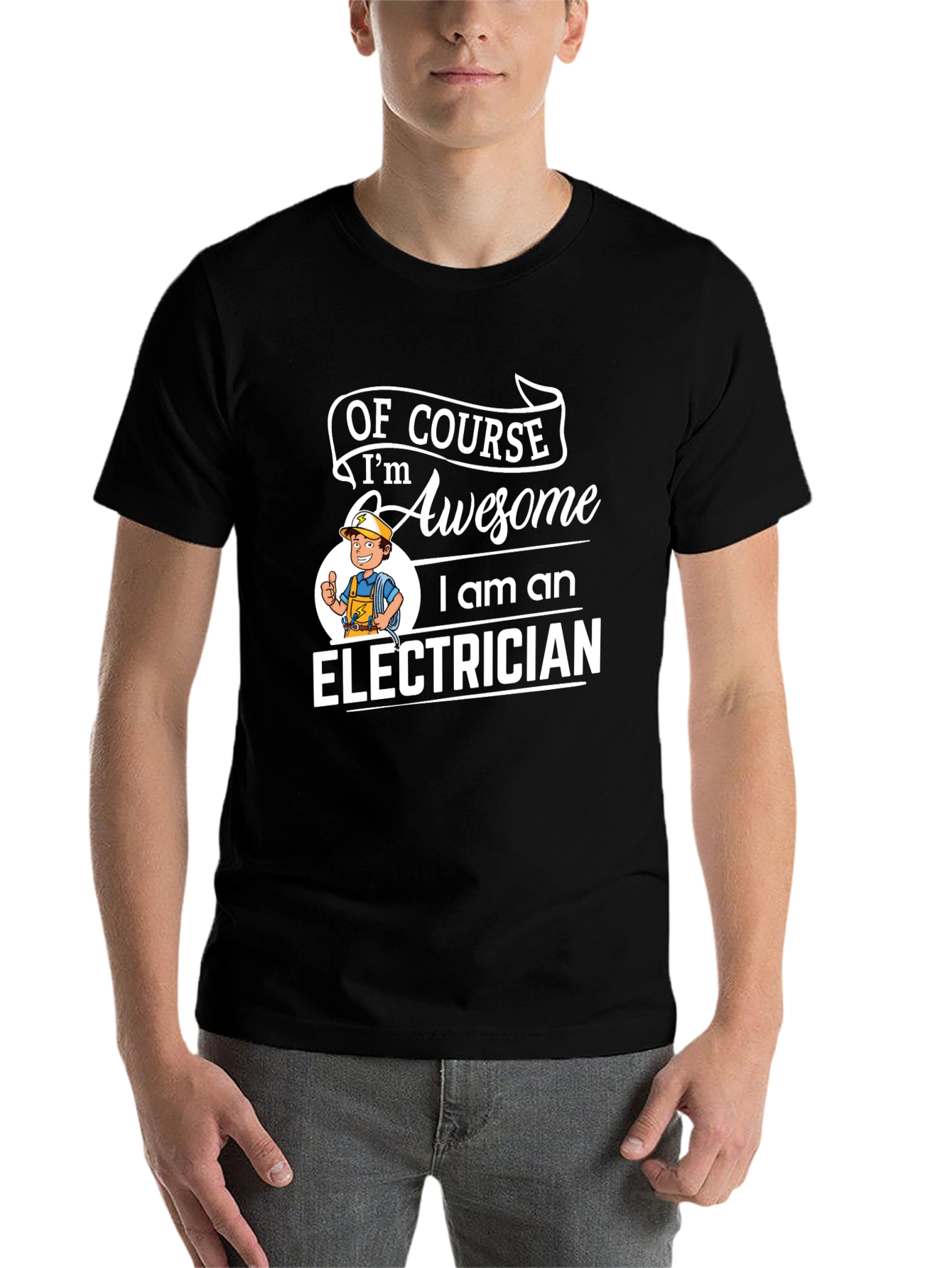 Black Awesome Electrician Graphic T-Shirt - Black view 7