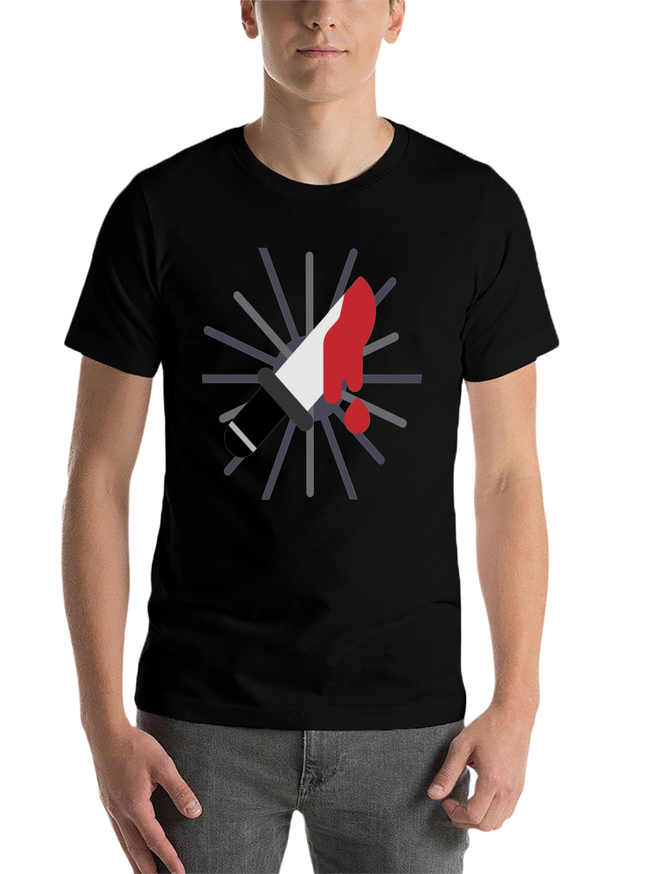 Black Bloody Knife Graphic Tee - Black Cotton T-Shirt view 7
