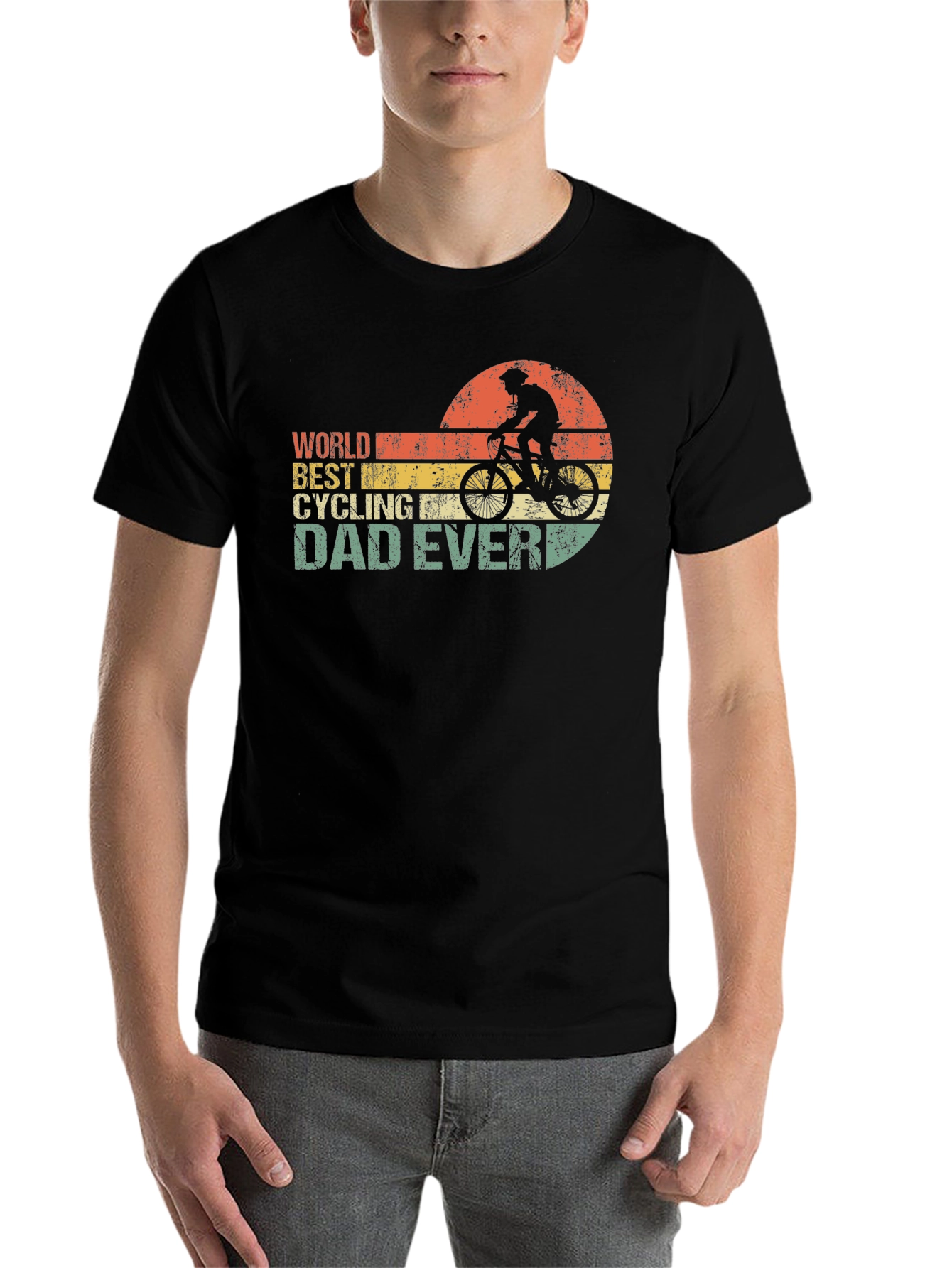 Black World's Best Cycling Dad Ever T-Shirt view 7
