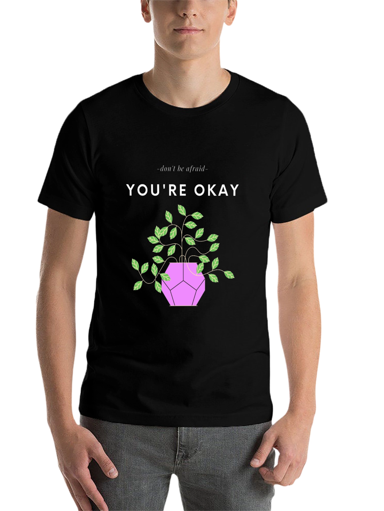 Black You're Okay Plant Graphic Tee - Comfort & Style view 7