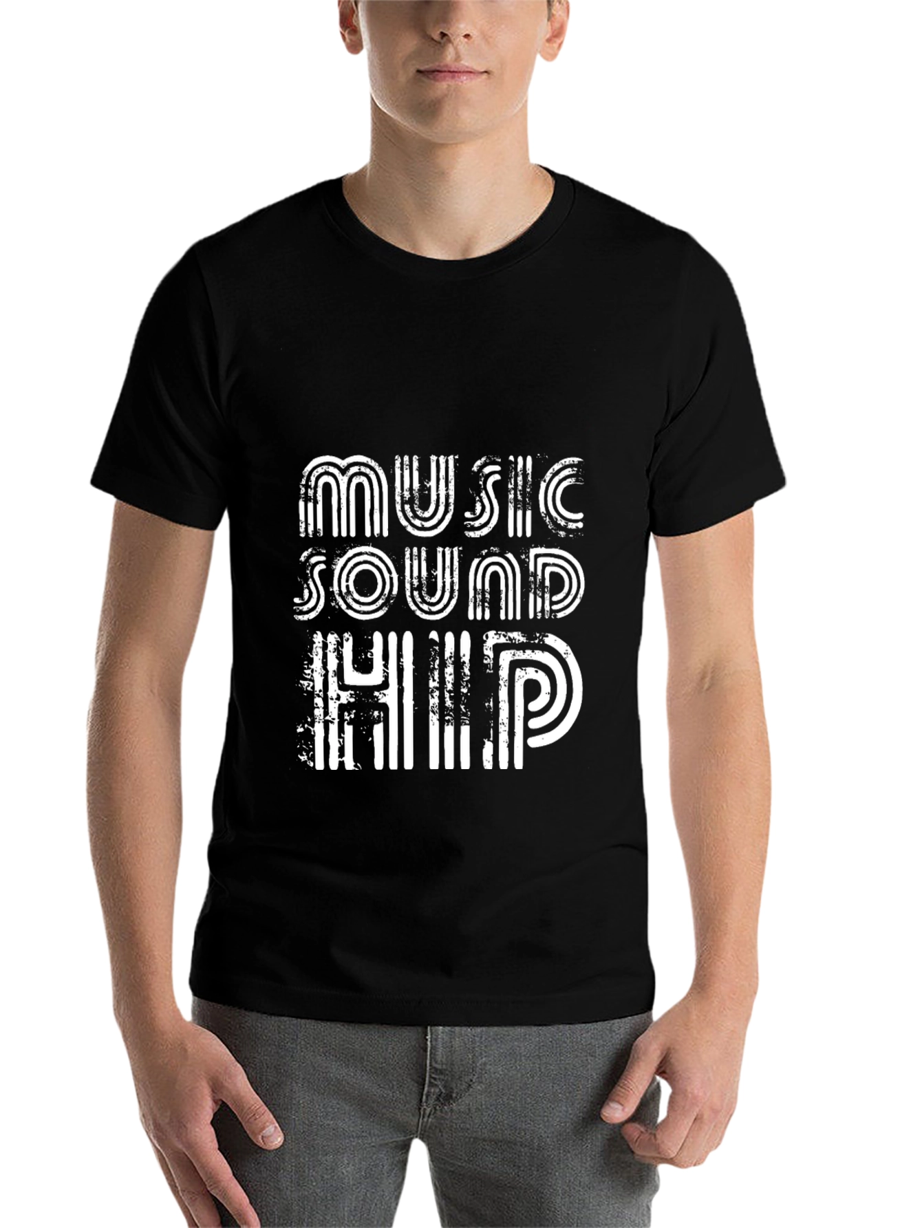 Black Music Sound Hip Tee - Retro Style Black T-Shirt view 7