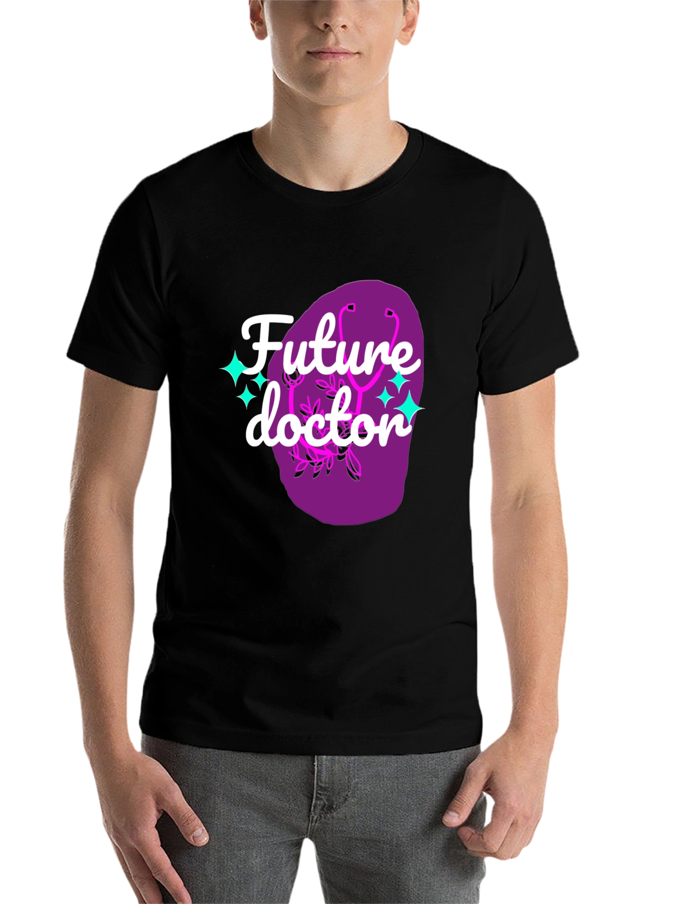 Black Future Doctor Graphic Tee - Black Cotton T-Shirt view 7