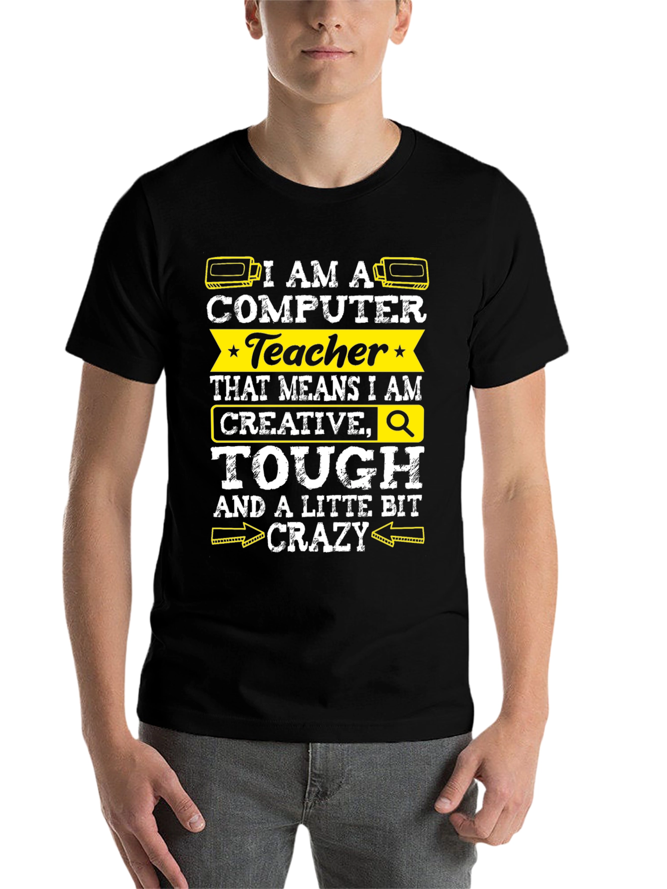 Black I am a Computer Teacher Graphic Tee view 7