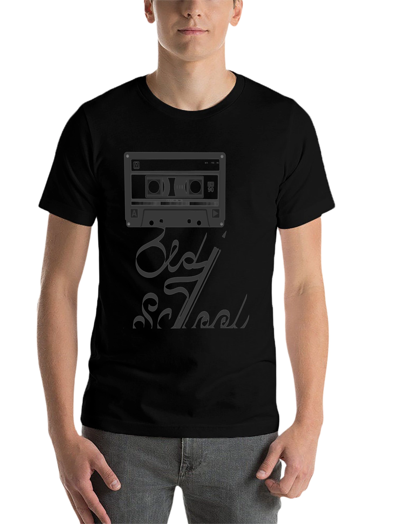 Black Old School Cassette Tape T-Shirt view 7