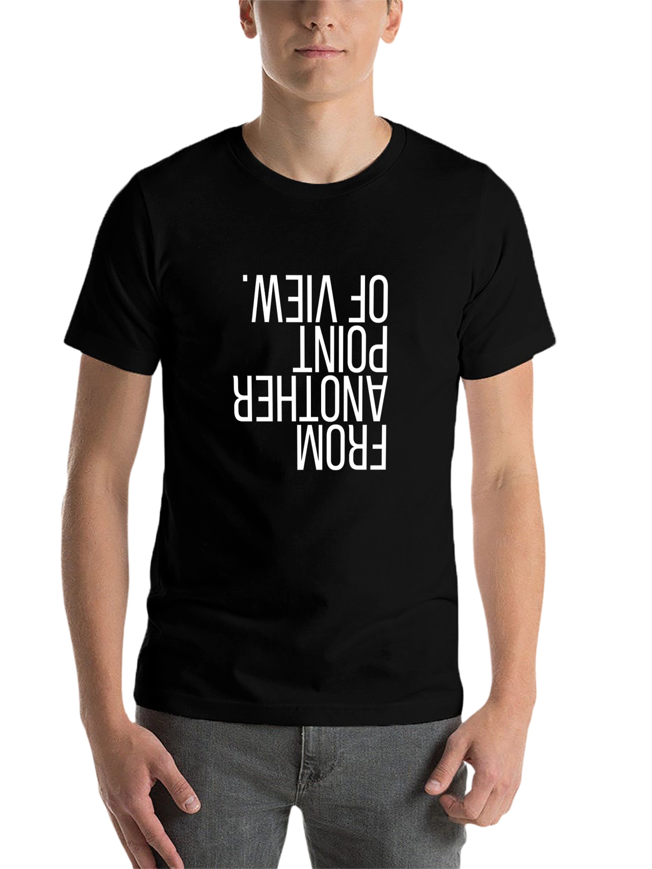 Black Black T-Shirt with Text - 'Another Point of View' view 7