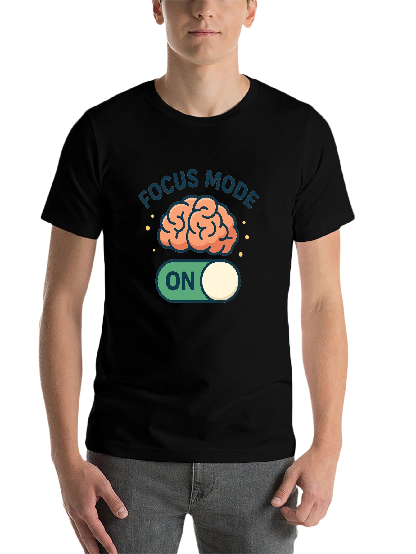 Black Focus Mode On Brain Graphic Tee - Black view 7