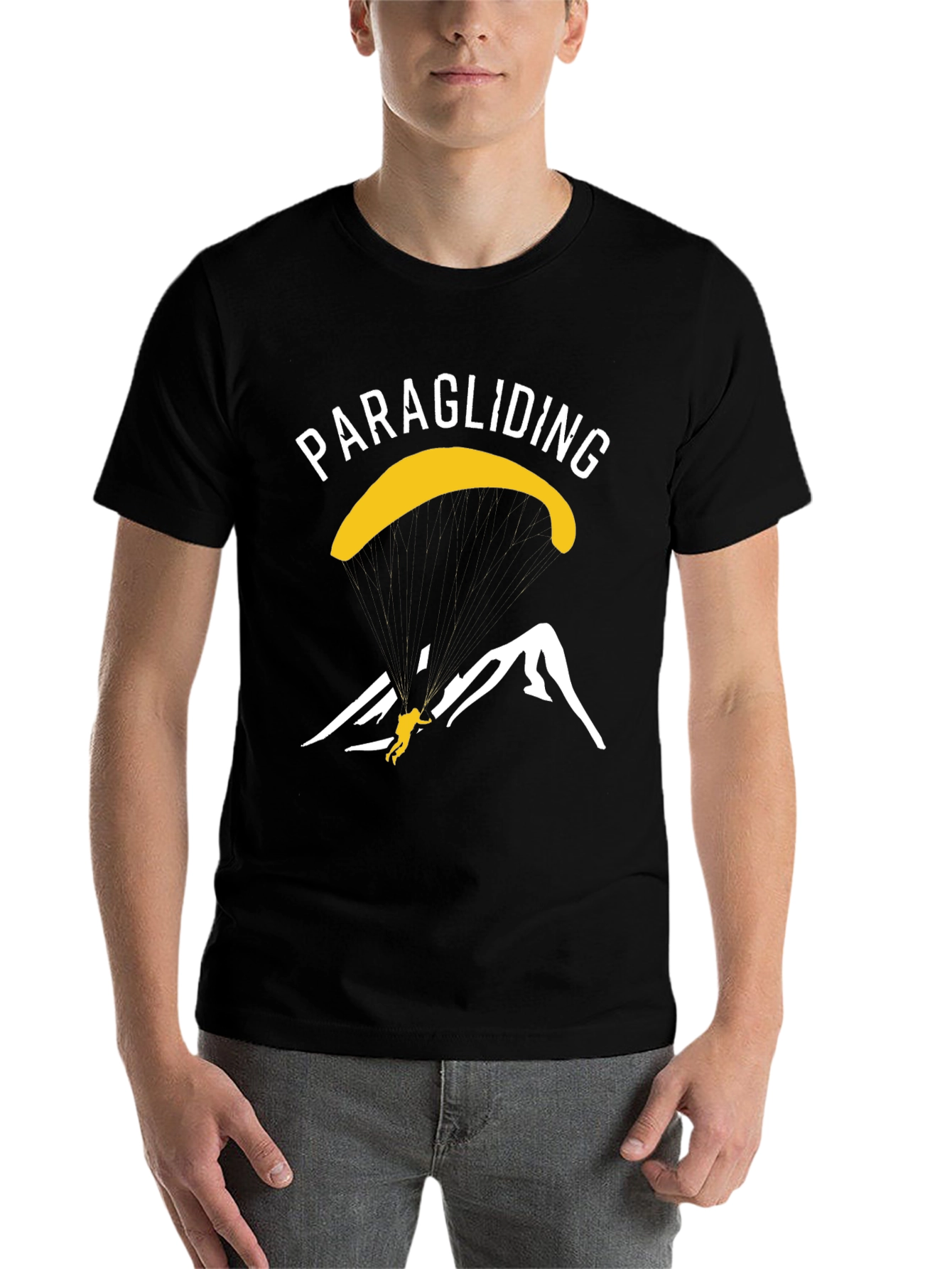 Black Paragliding Graphic T-Shirt - Adventure Awaits view 7