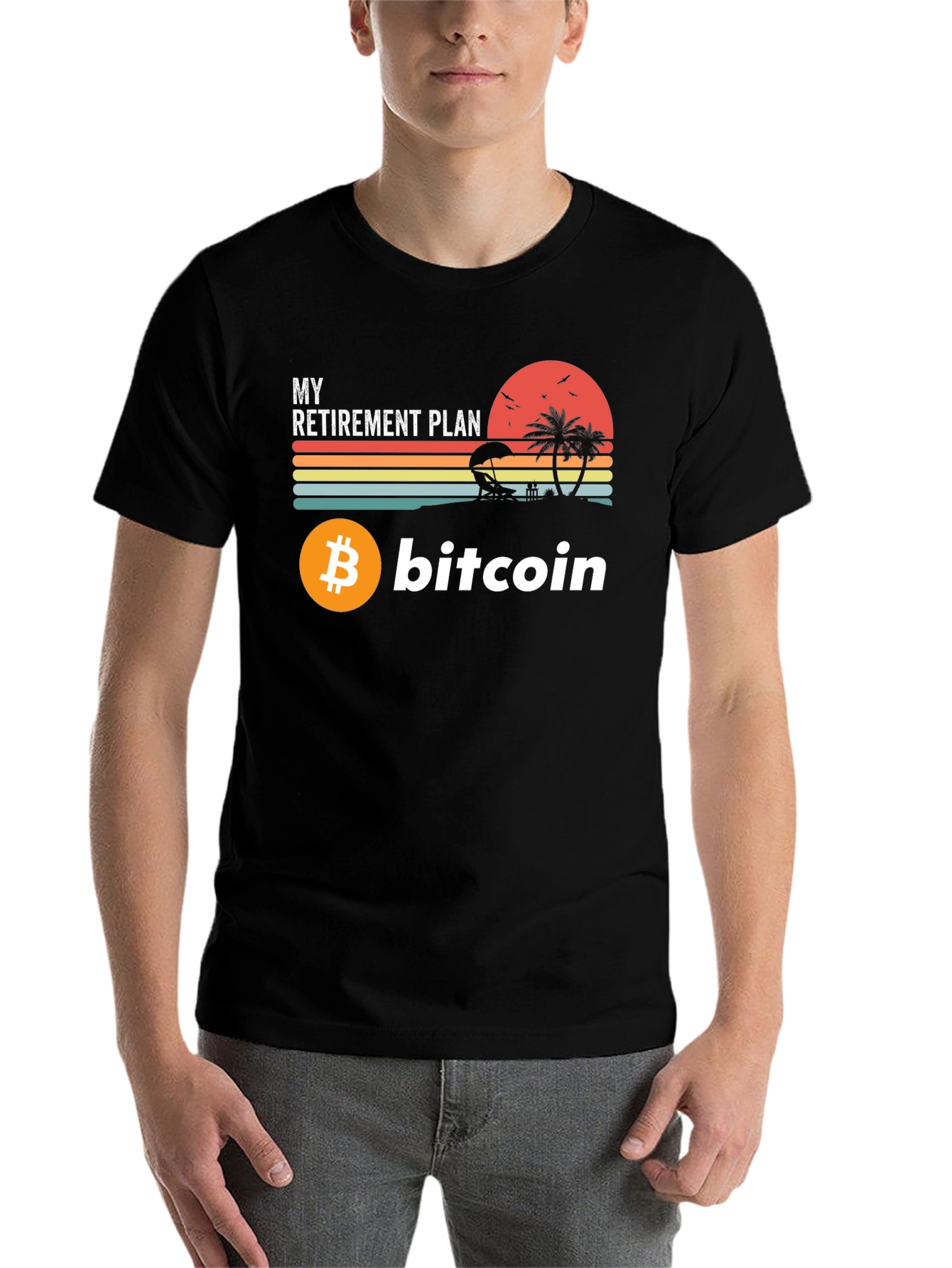 Black Bitcoin Retirement Plan Graphic Tee view 7