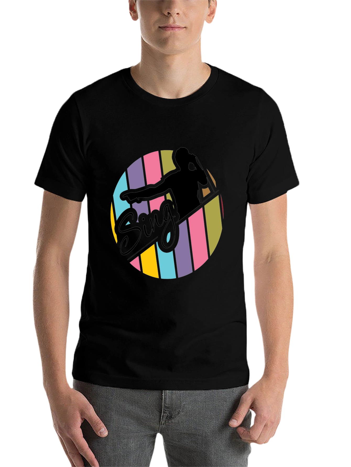 Black Retro Sing T-Shirt - Stylish Vocalist Tee view 7