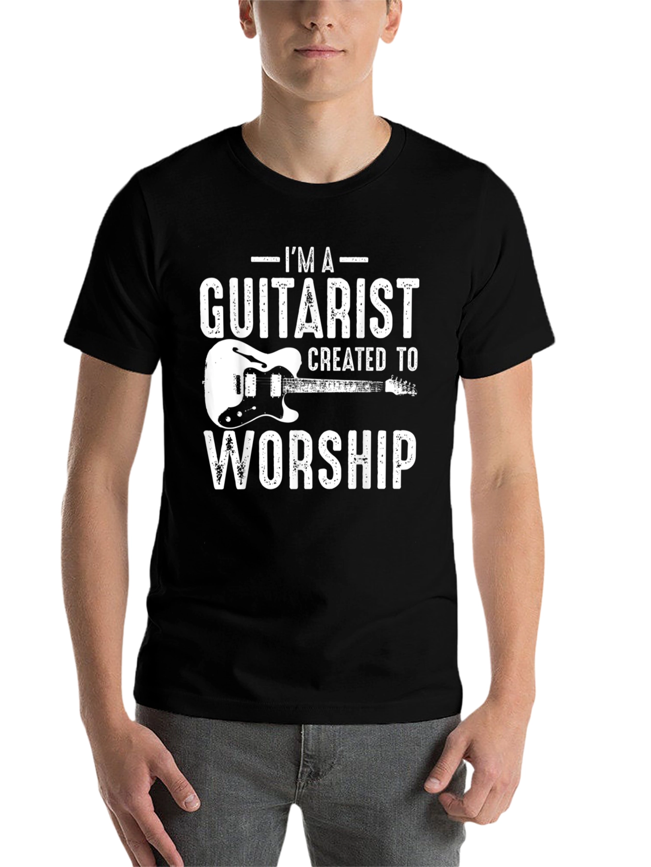 Black Guitarist Worship T-Shirt - Music Lover Tee view 7