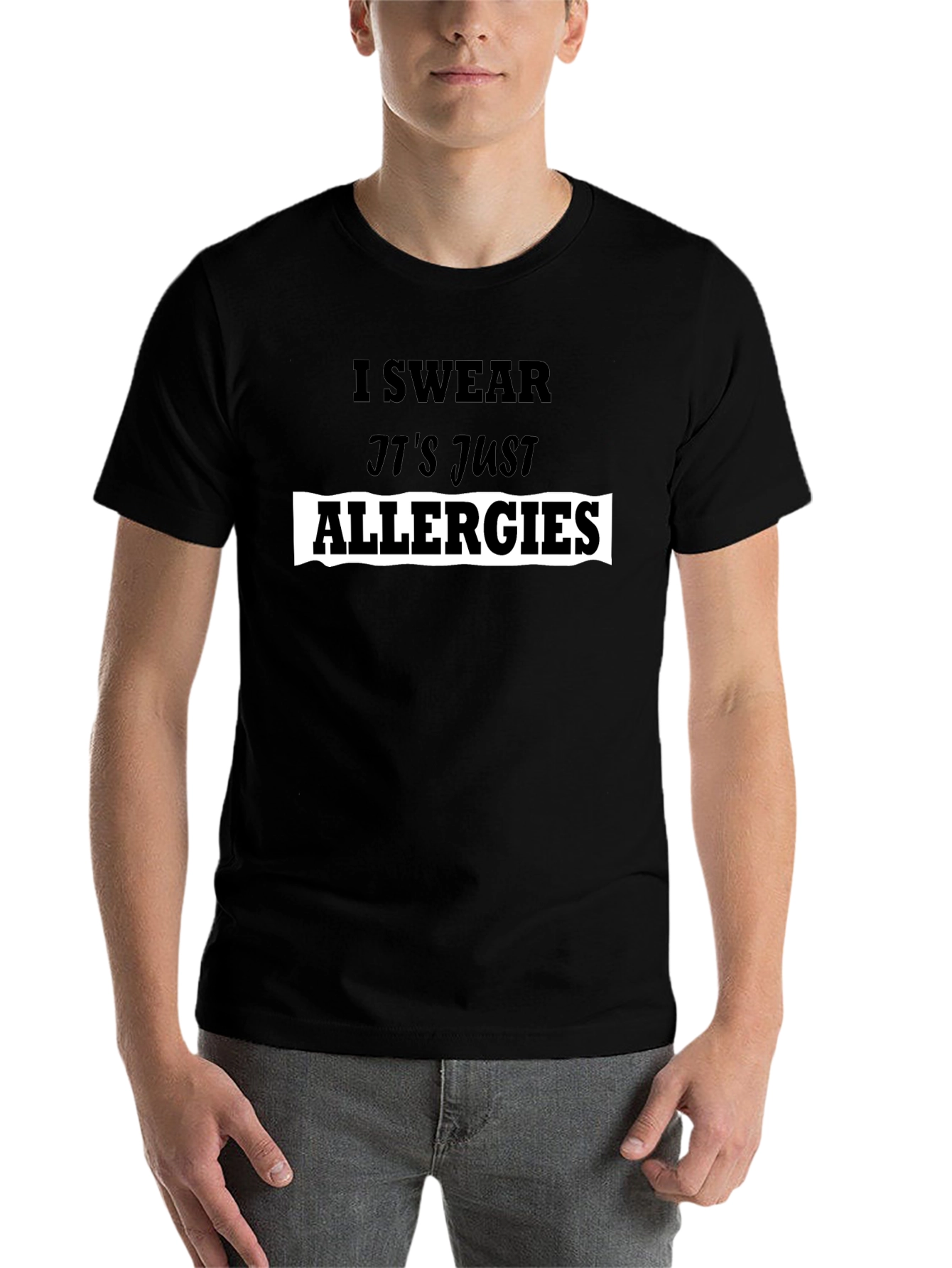 Black I Swear It's Just Allergies T-Shirt view 7