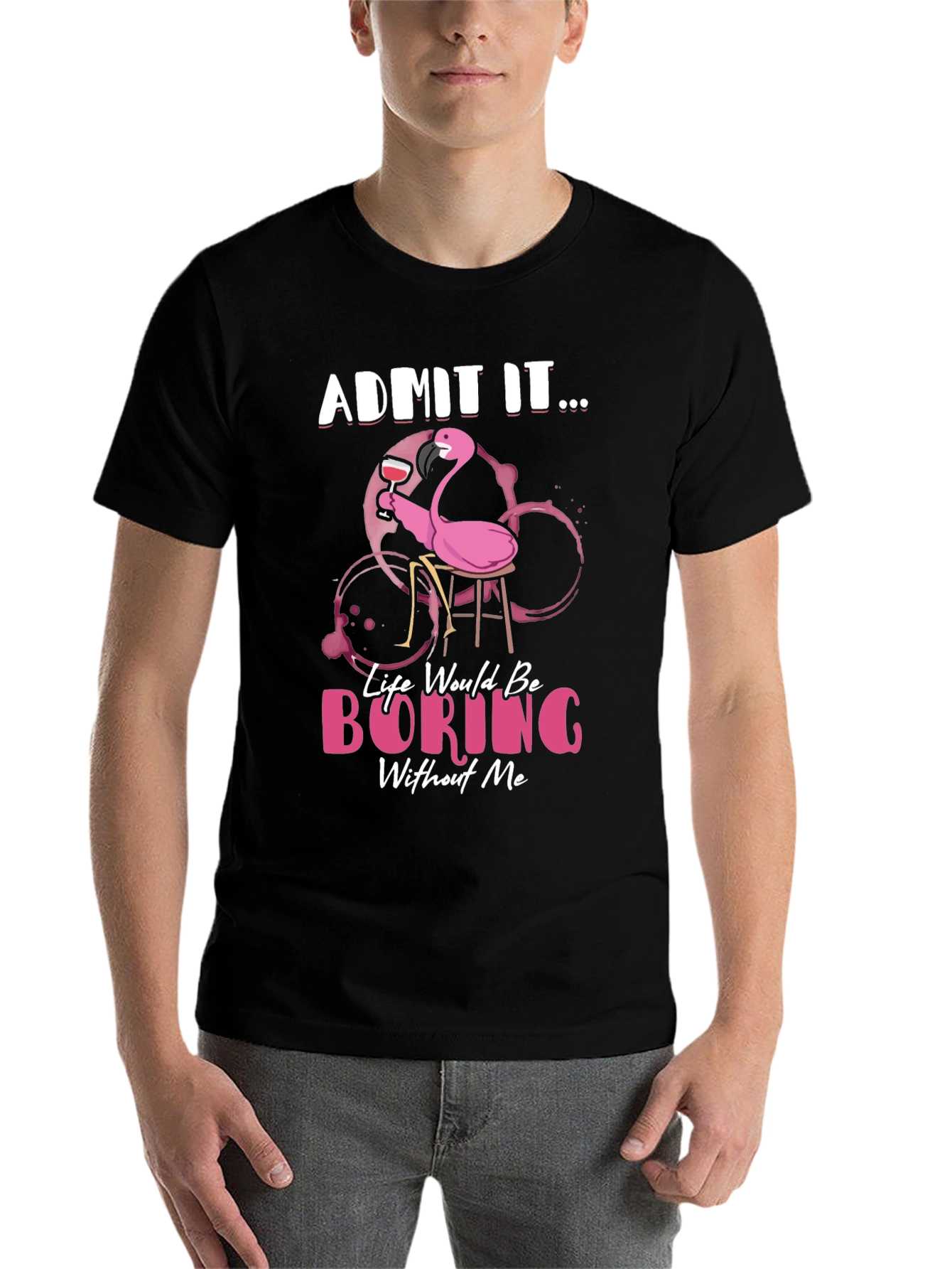 Black Funny Flamingo Graphic T-Shirt - Admit It... view 7