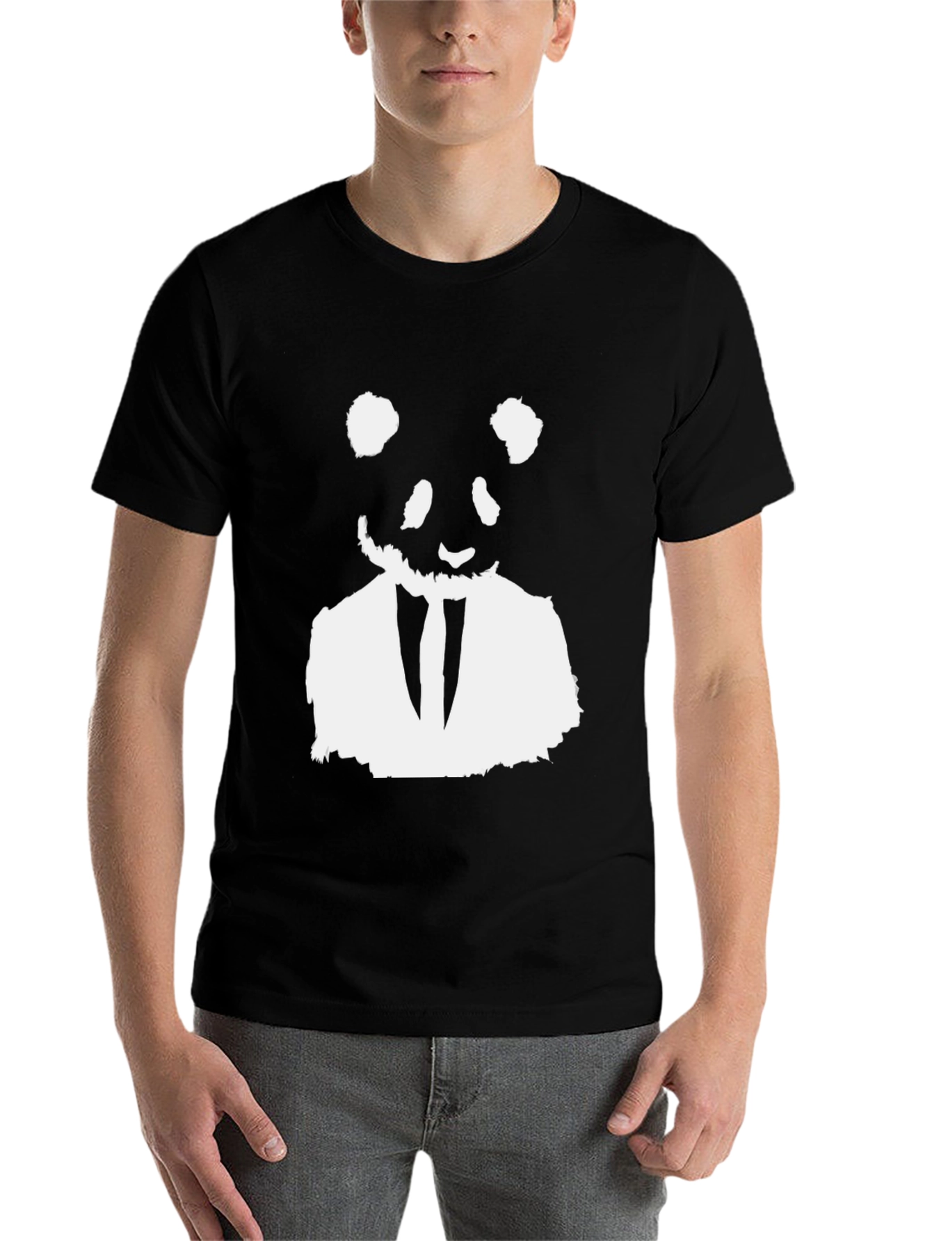 Black Panda Suit Graphic Tee - Black Cotton Blend view 7