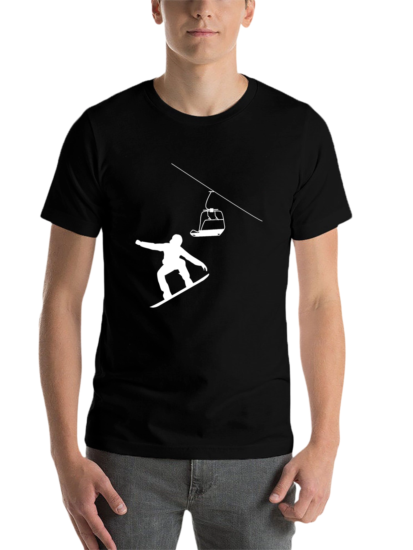 Black Snowboarder Graphic Tee - Black Cotton Blend view 7