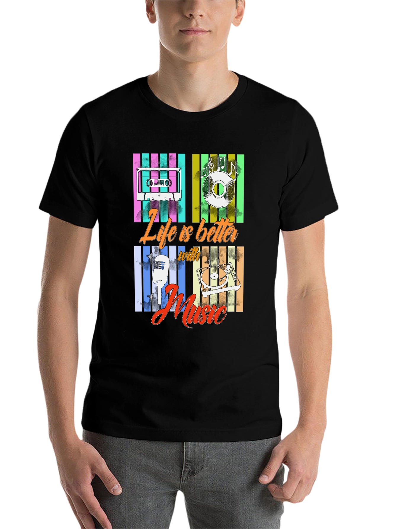 Black Life Is Better With Music T-Shirt view 7