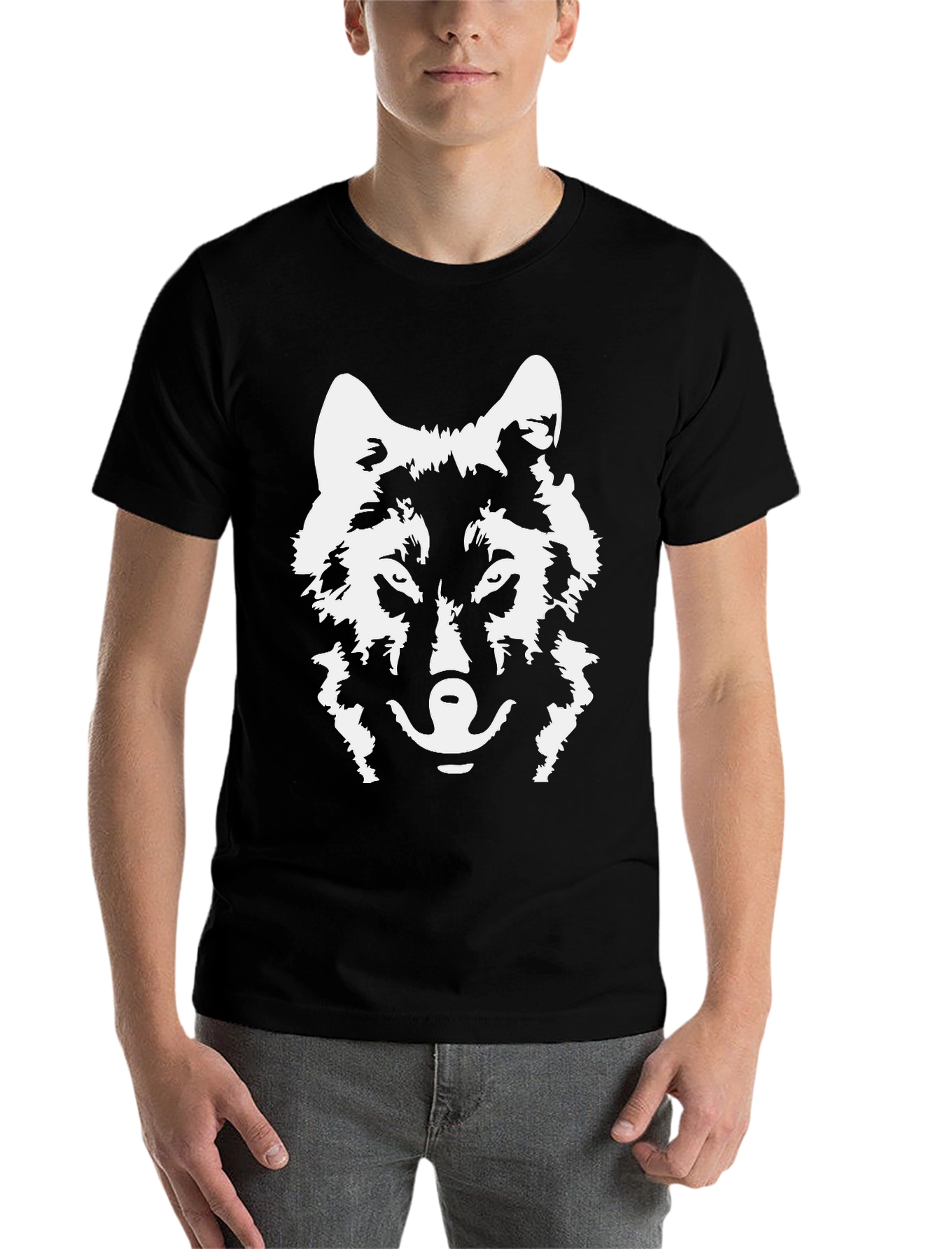 Black Wolf Graphic Black T-Shirt view 7