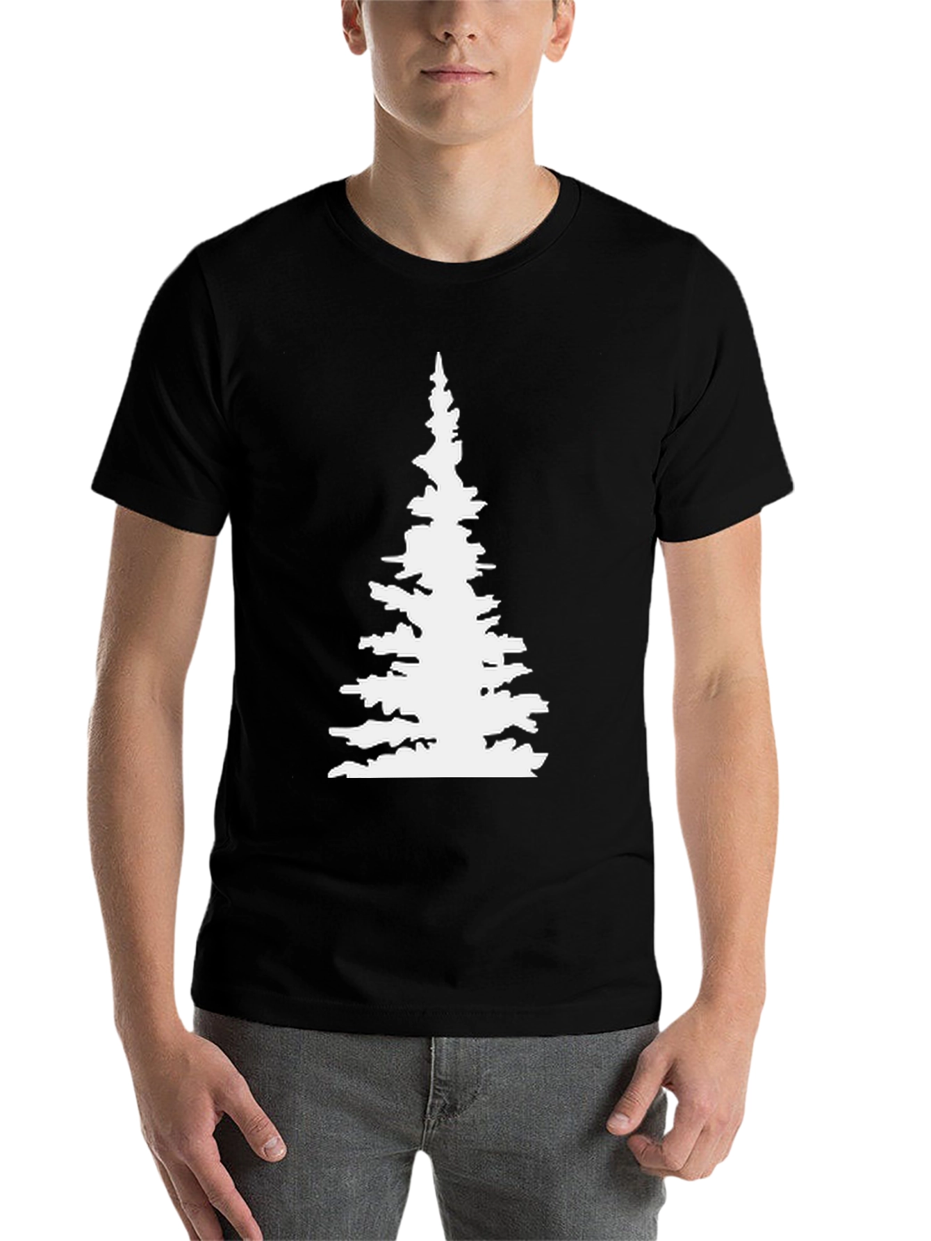 Black Pine Tree Graphic Tee - Nature Lover's Black T-Shirt view 7
