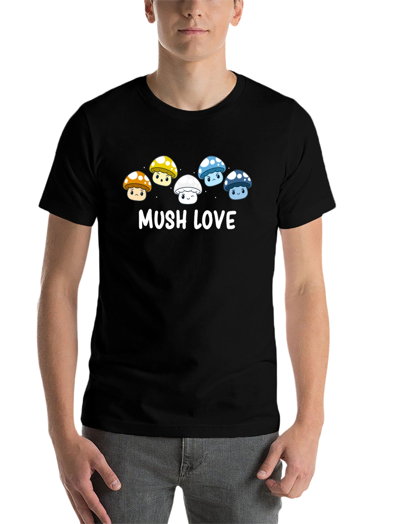 Black Mushroom Lover T-Shirt - 'MUSH LOVE' Graphic Tee view 7