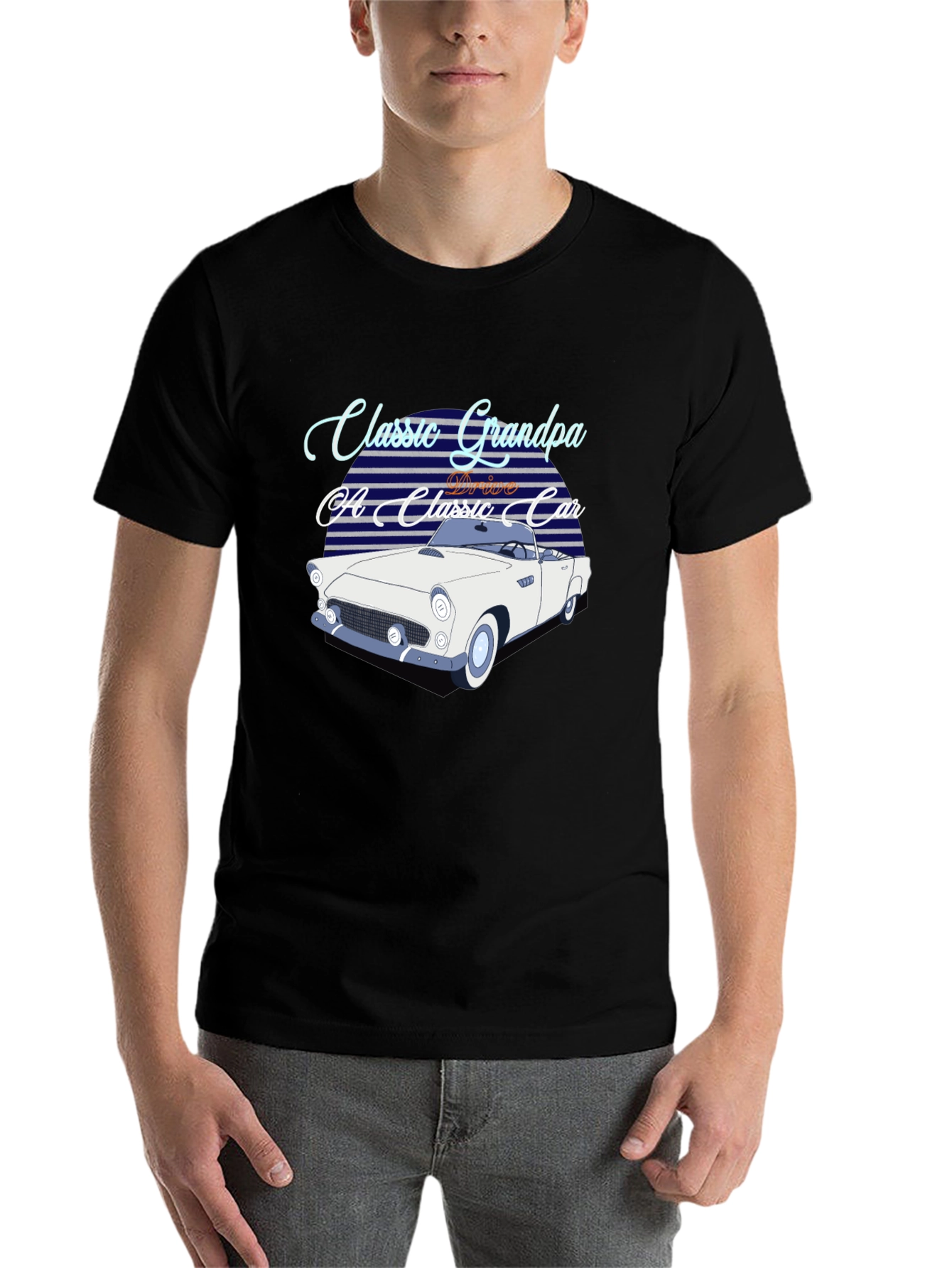Black Classic Grandpa Car T-Shirt view 7