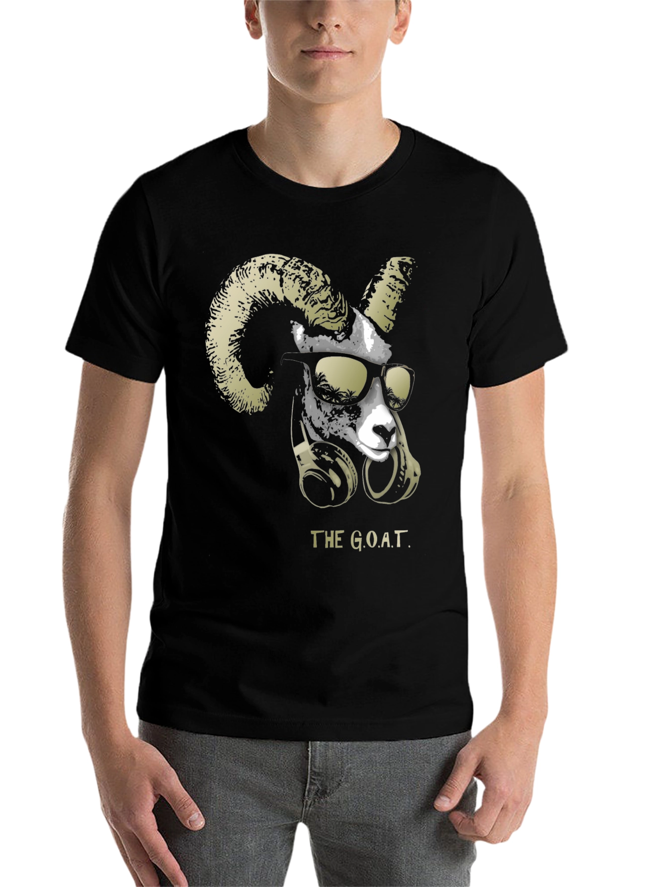 Black The G.O.A.T. Graphic Tee - Cool Ram with Headphones view 7