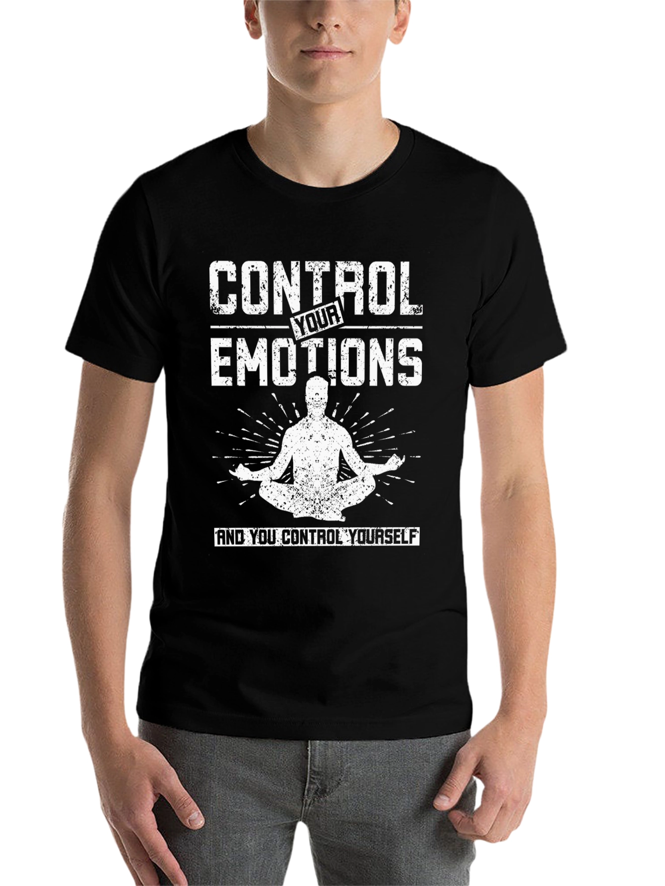 Black Control Your Emotions Graphic T-Shirt view 7