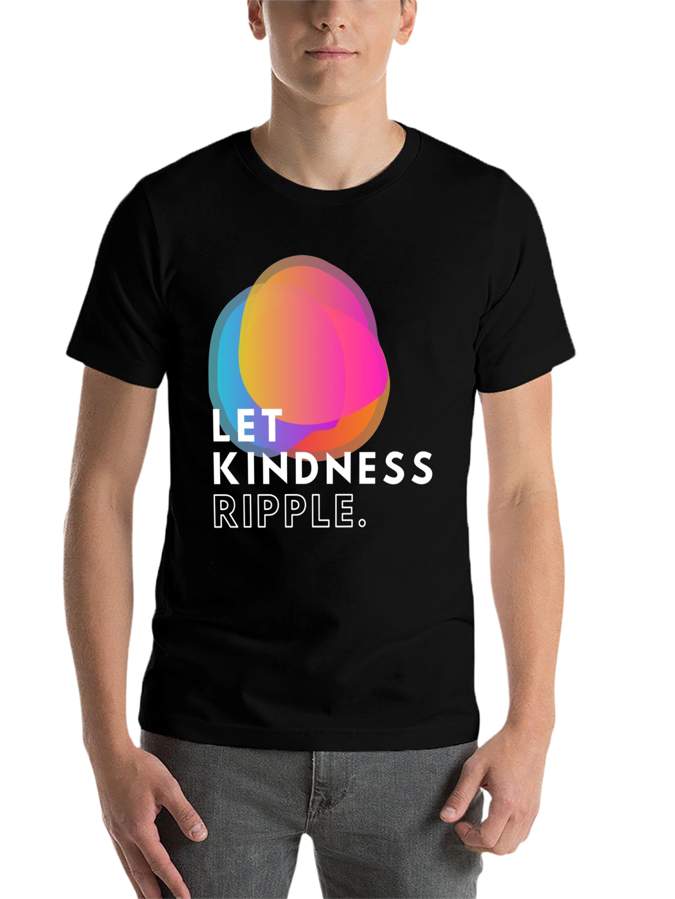 Black Kindness Ripple Graphic Tee - Soft Black Shirt view 7