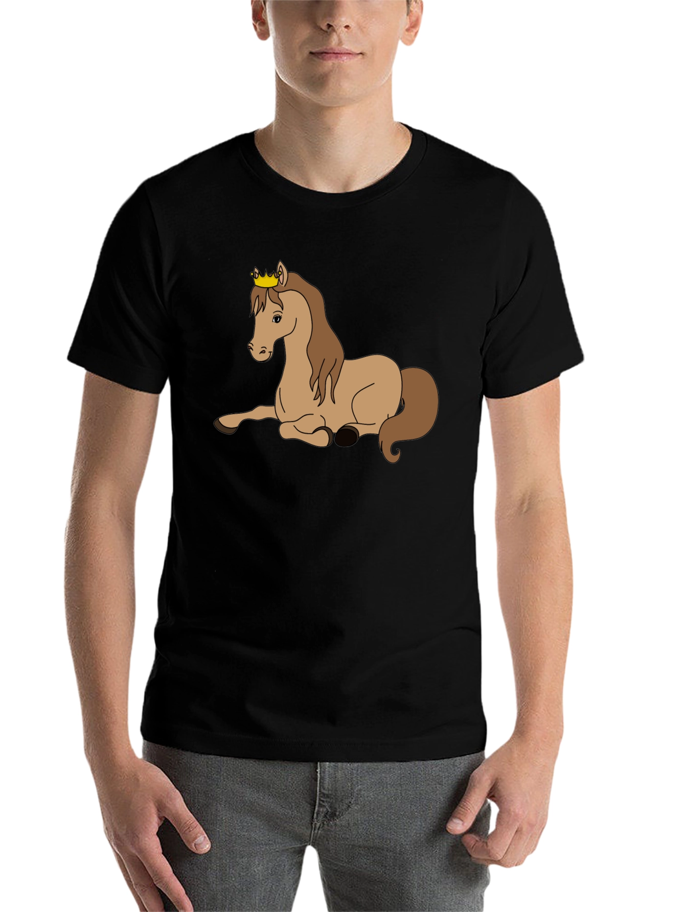 Black Horse with Crown Graphic T-Shirt view 7