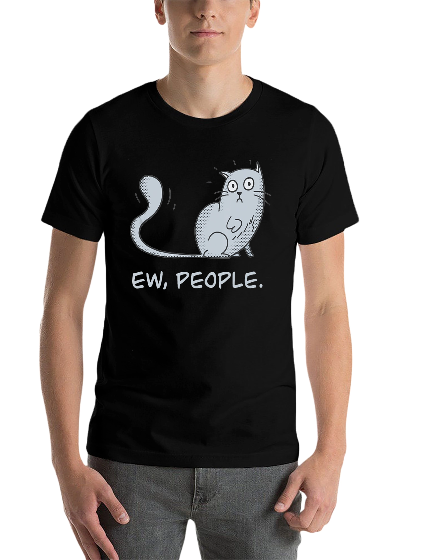 Black Ew People Cat Graphic Tee - Novelty T-Shirt view 7