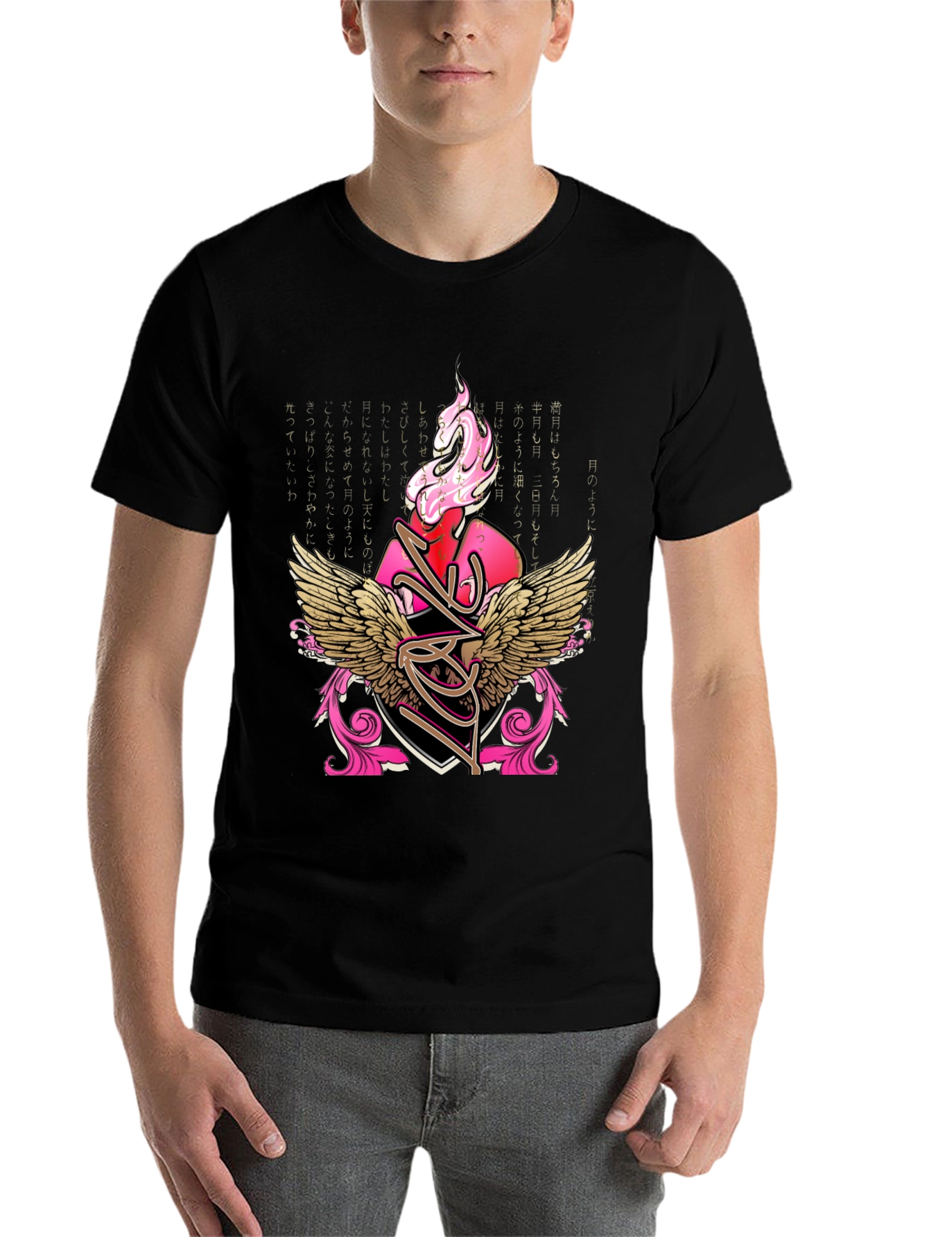 Black Winged Heart Graphic Tee - Stylish Black T-Shirt view 7