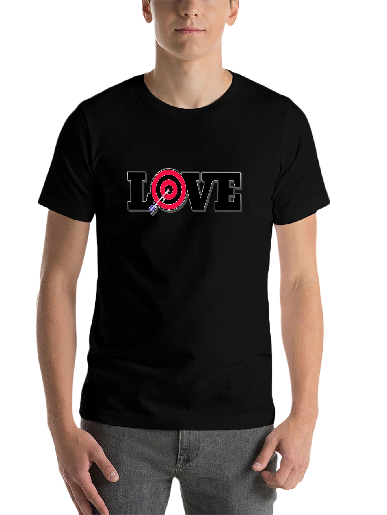 Black LOVE Dartboard T-Shirt - Perfect Aim, True Love view 7