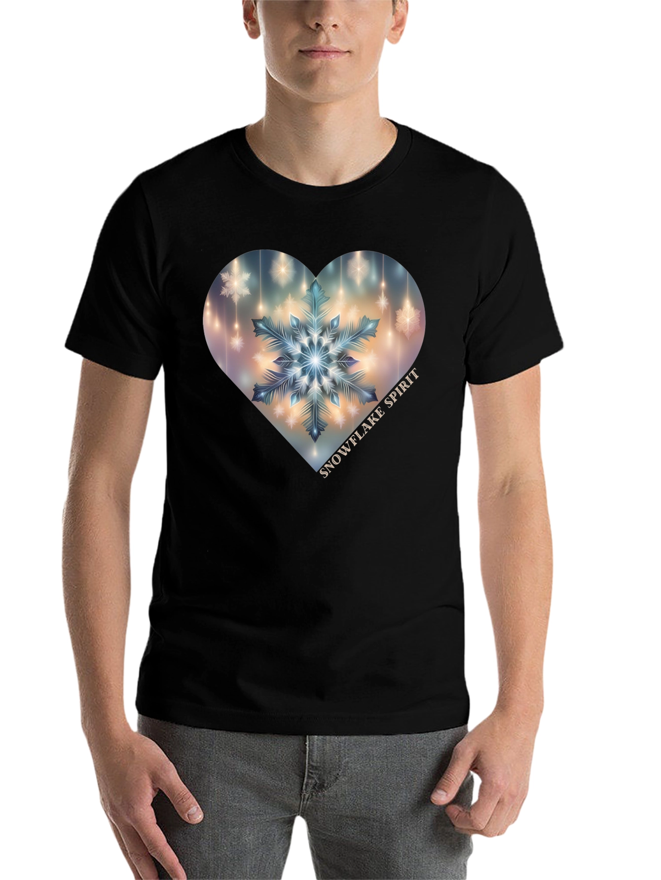 Black Snowflake Spirit Heart Graphic Tee - Black view 7
