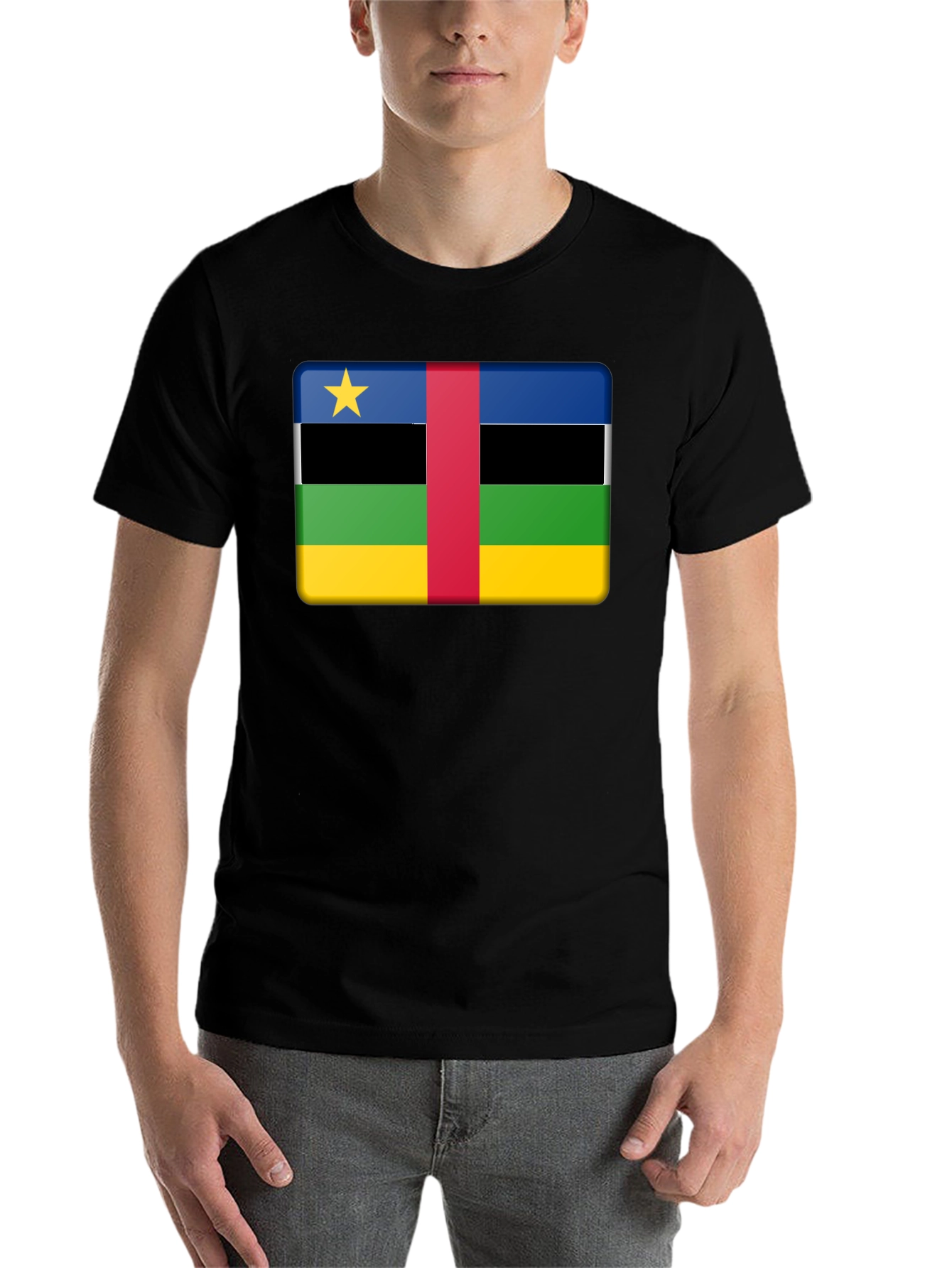 Black Central African Republic Flag T-Shirt view 7