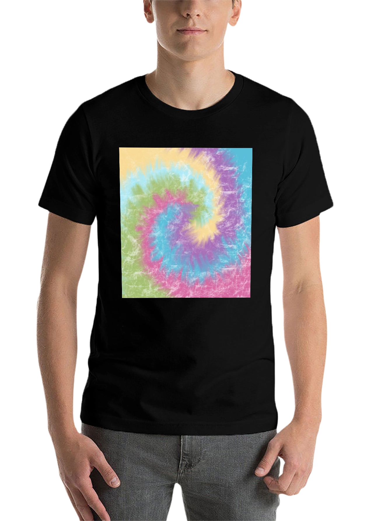 Black Tie Dye Swirl Graphic Tee - Casual Comfort view 7