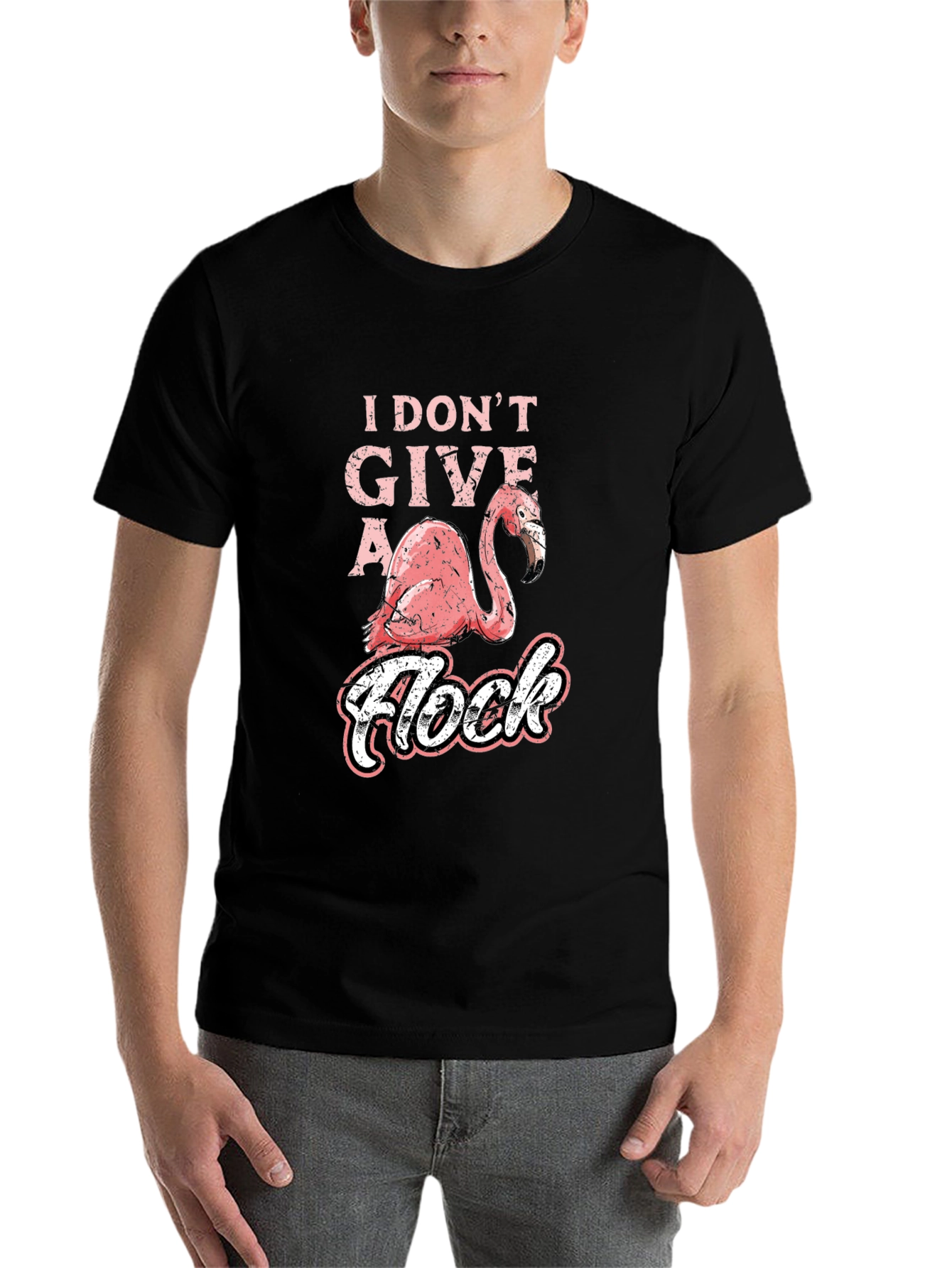 Black I Don't Give a Flock Flamingo Graphic T-Shirt view 7