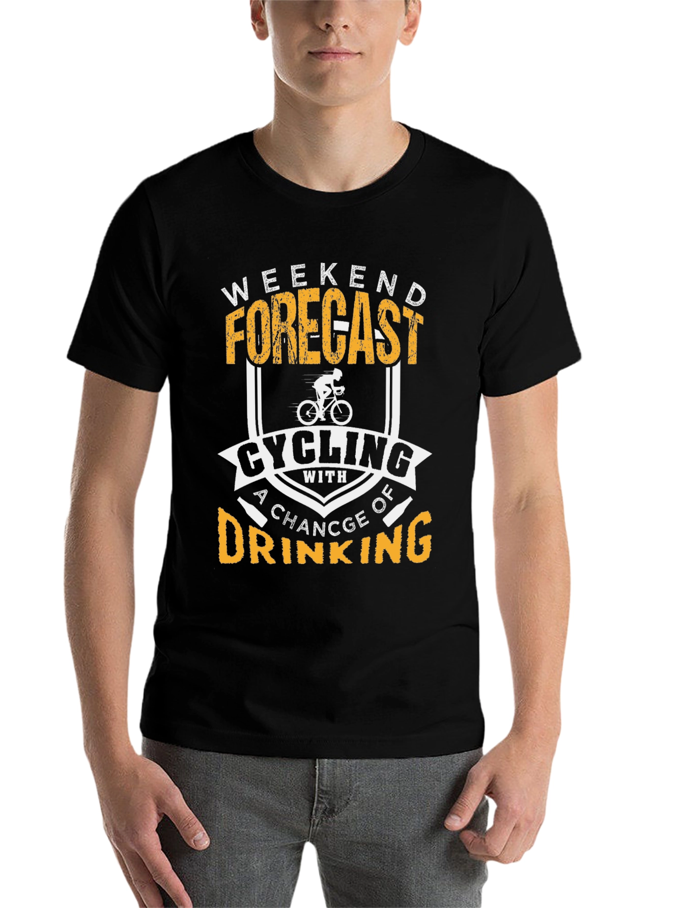 Black Cycling & Drinking T-Shirt: Weekend Forecast view 7