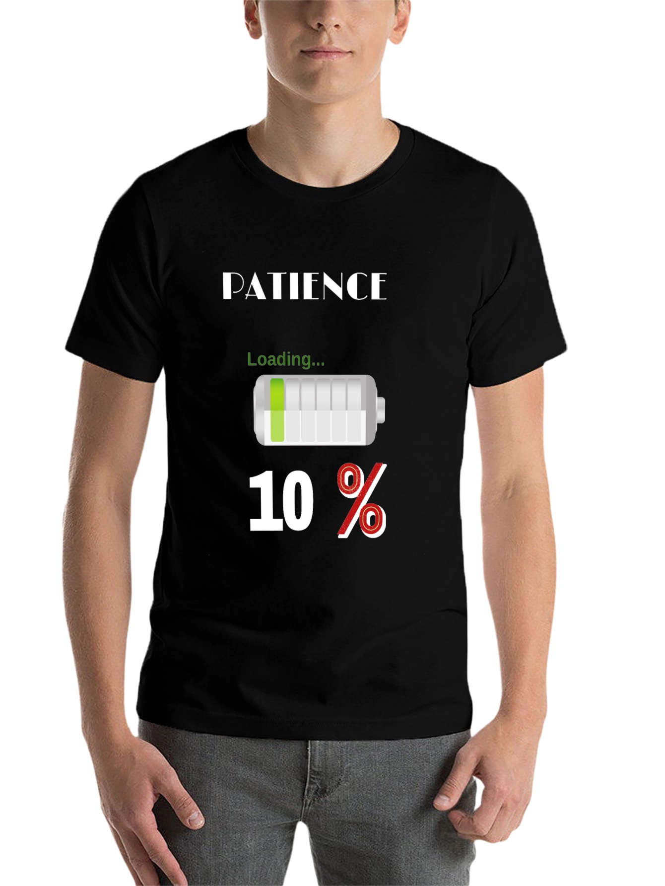 Black Patience Loading Funny Graphic T-Shirt view 7