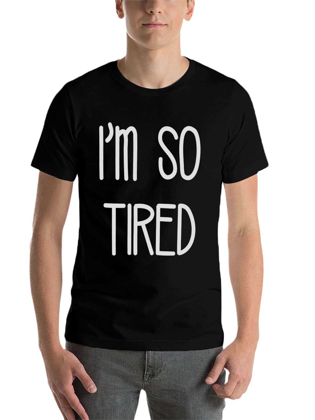 Black I'm So Tired Graphic T-Shirt - Black Crew Neck Tee view 7