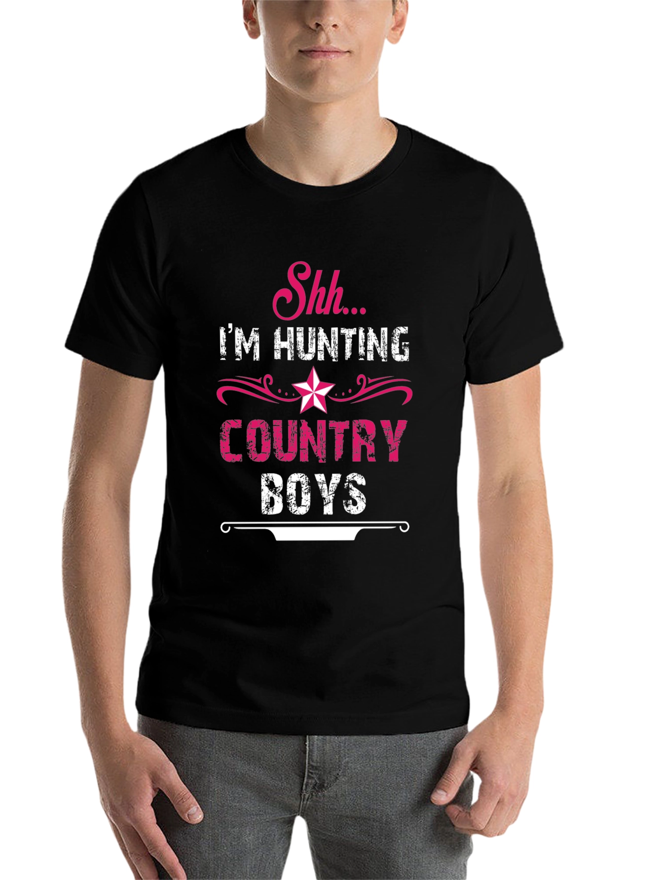 Black Shh I'm Hunting Country Boys Black T-Shirt view 7