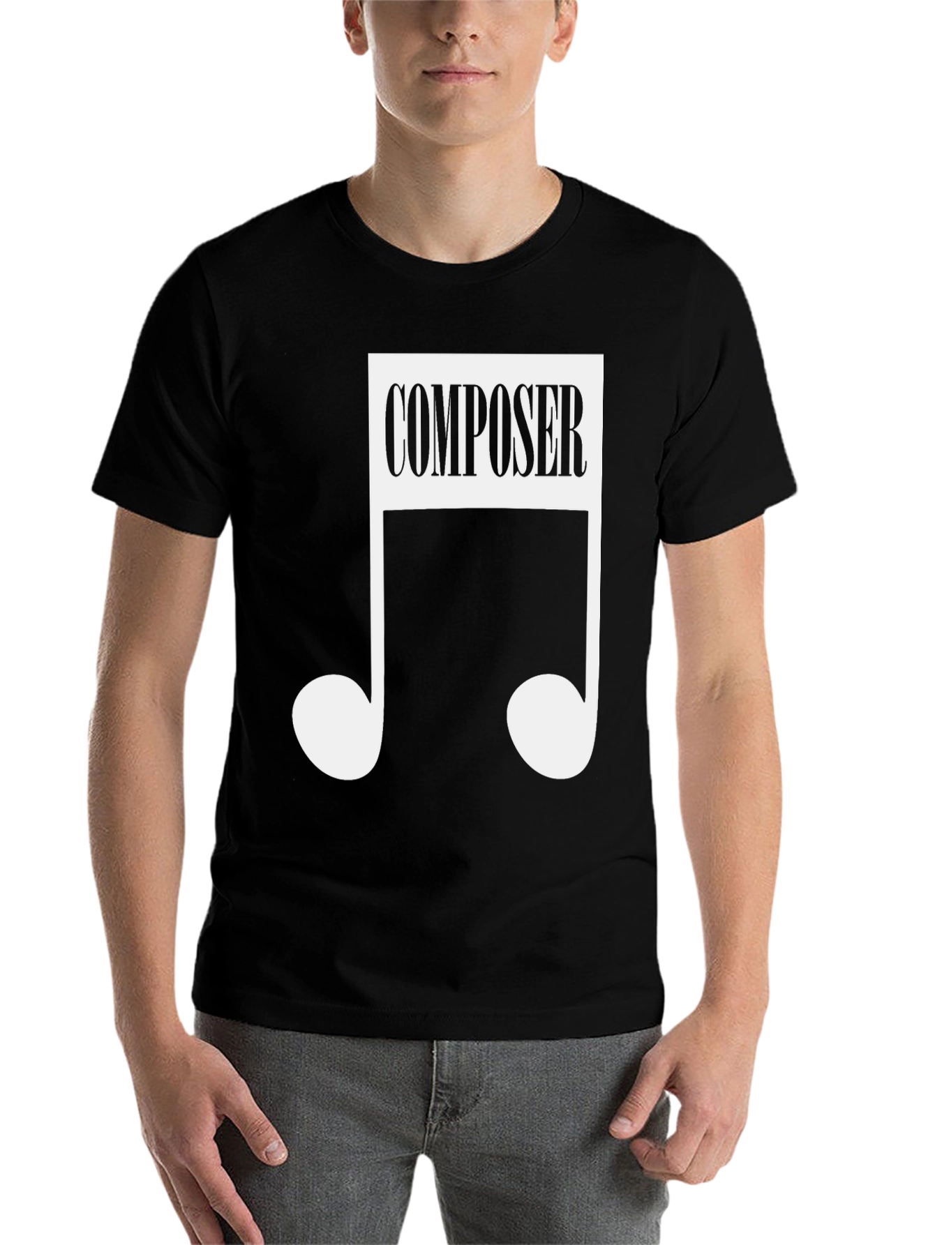 Black Composer Music Note Black T-Shirt view 7